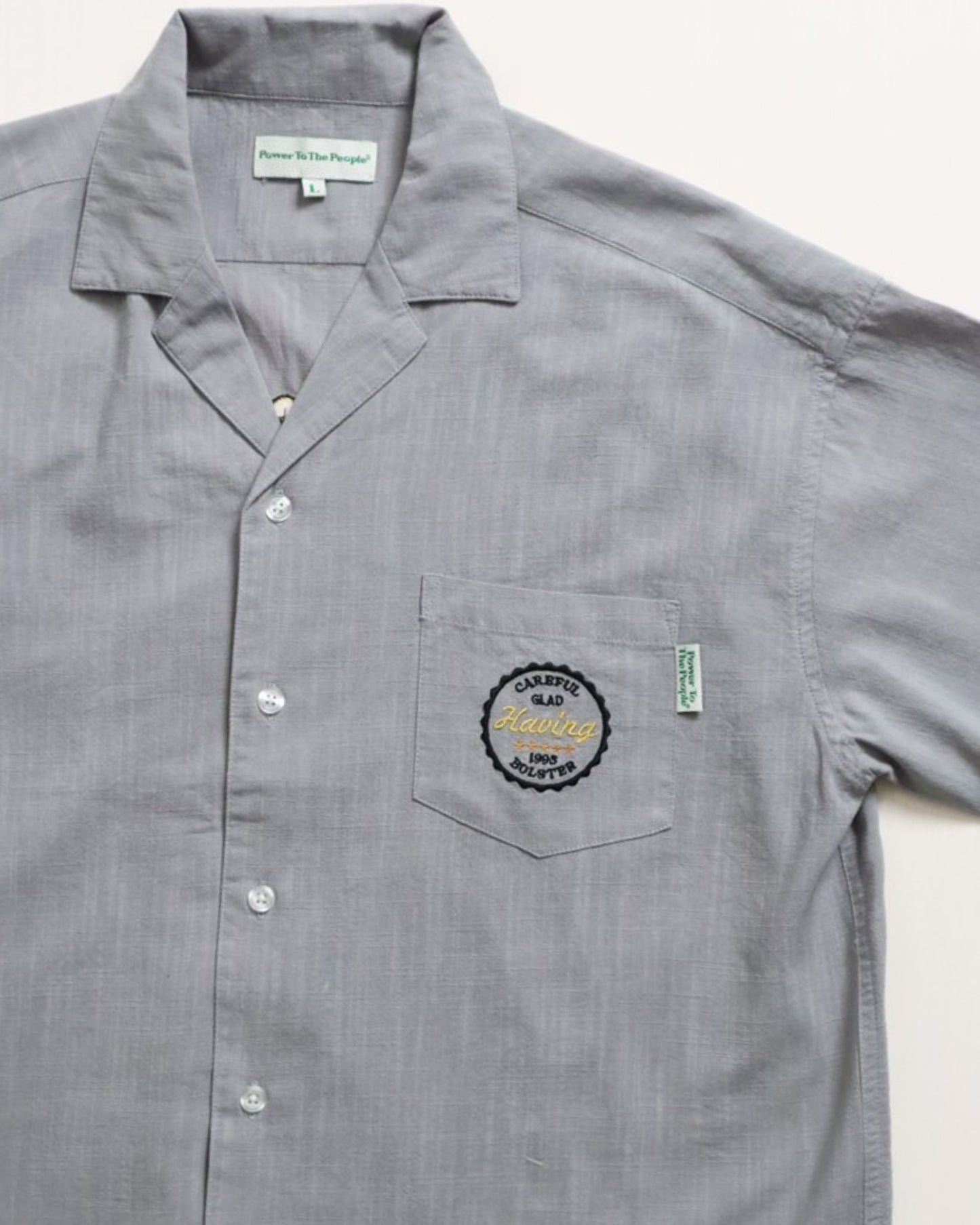 リネンライクシャツ　ビール柄