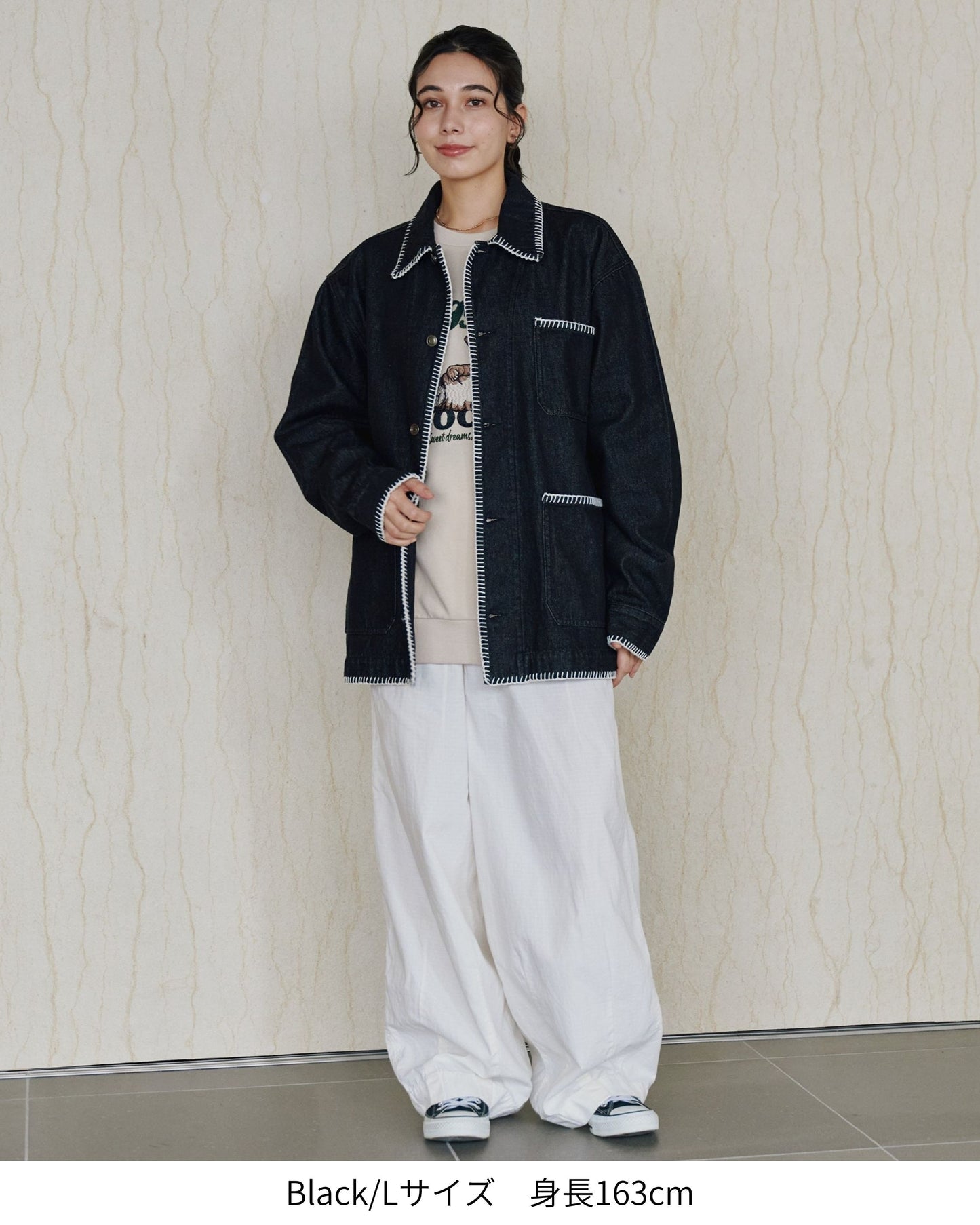 ブランケットステッチ　デニムジャケット