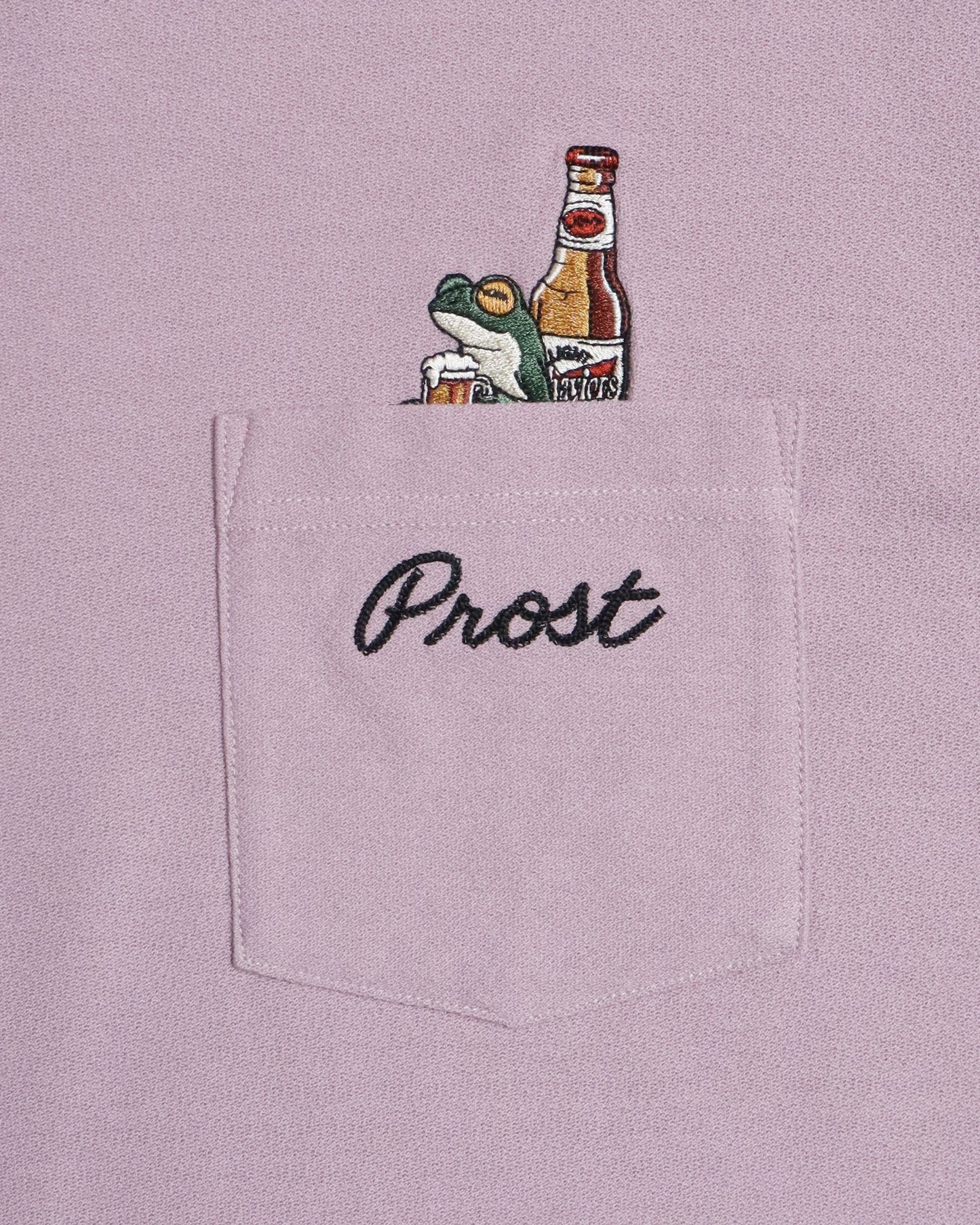 【涼感】梨地ポケット刺繍T　カエルビール柄