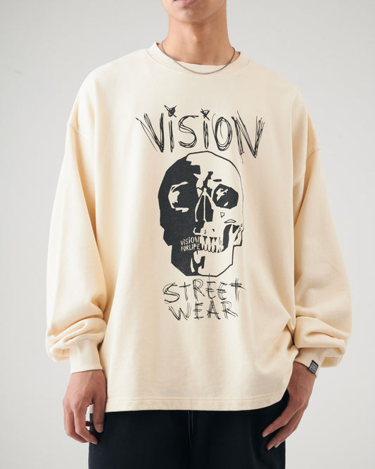 Skull Sweatshirt / ビッグシルエット ブリーチ加工スウェット