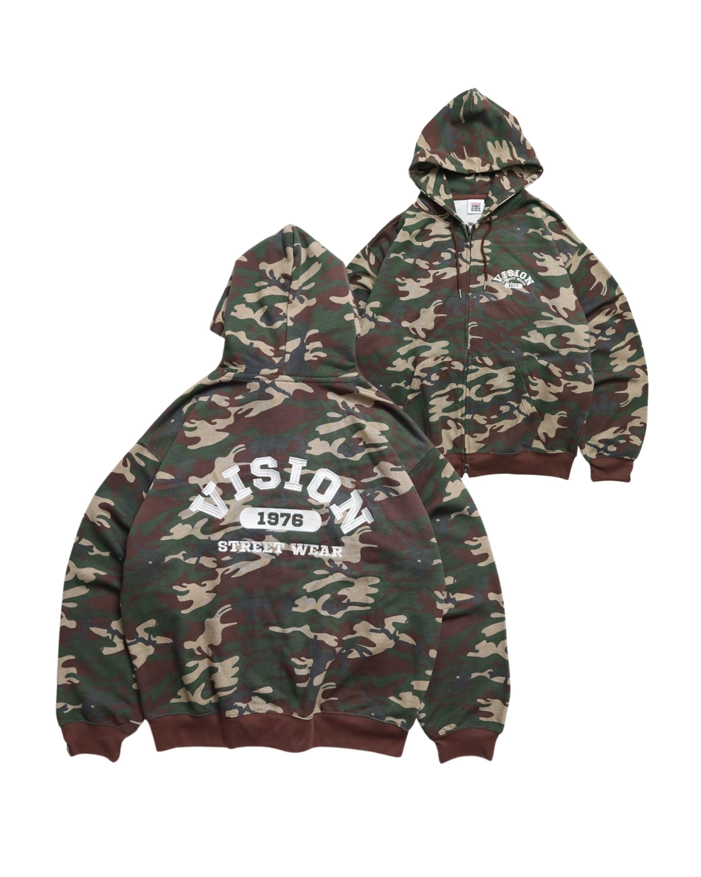 VISION STREET WEAR】College Logo ZIP Hoodie / カレッジ刺繍パーカー