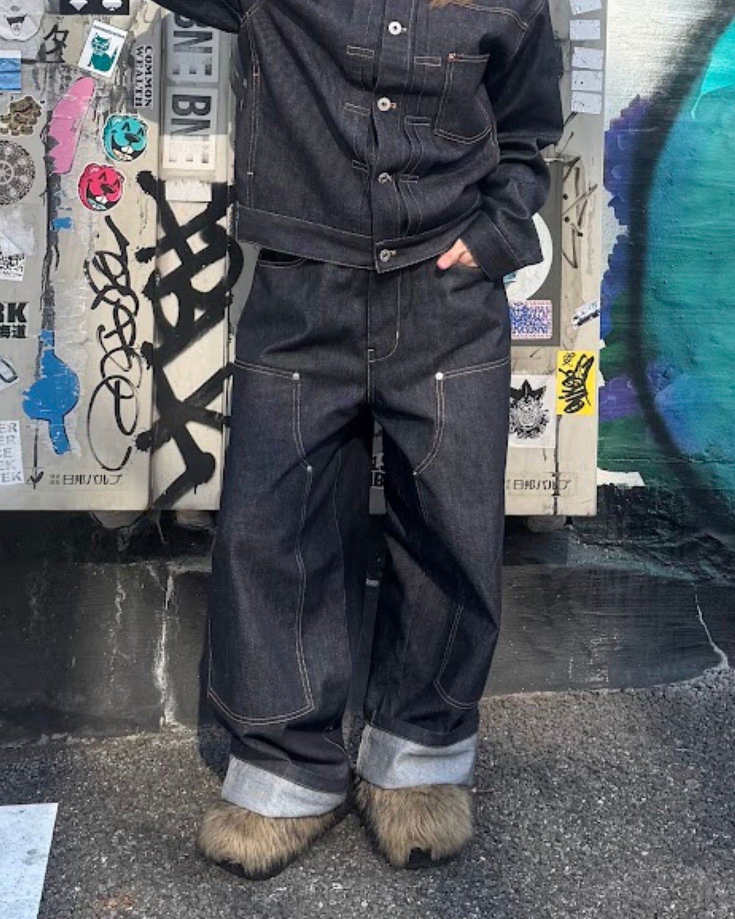 Rigid Double Knee Pants / Vステッチリジットデニムパンツ