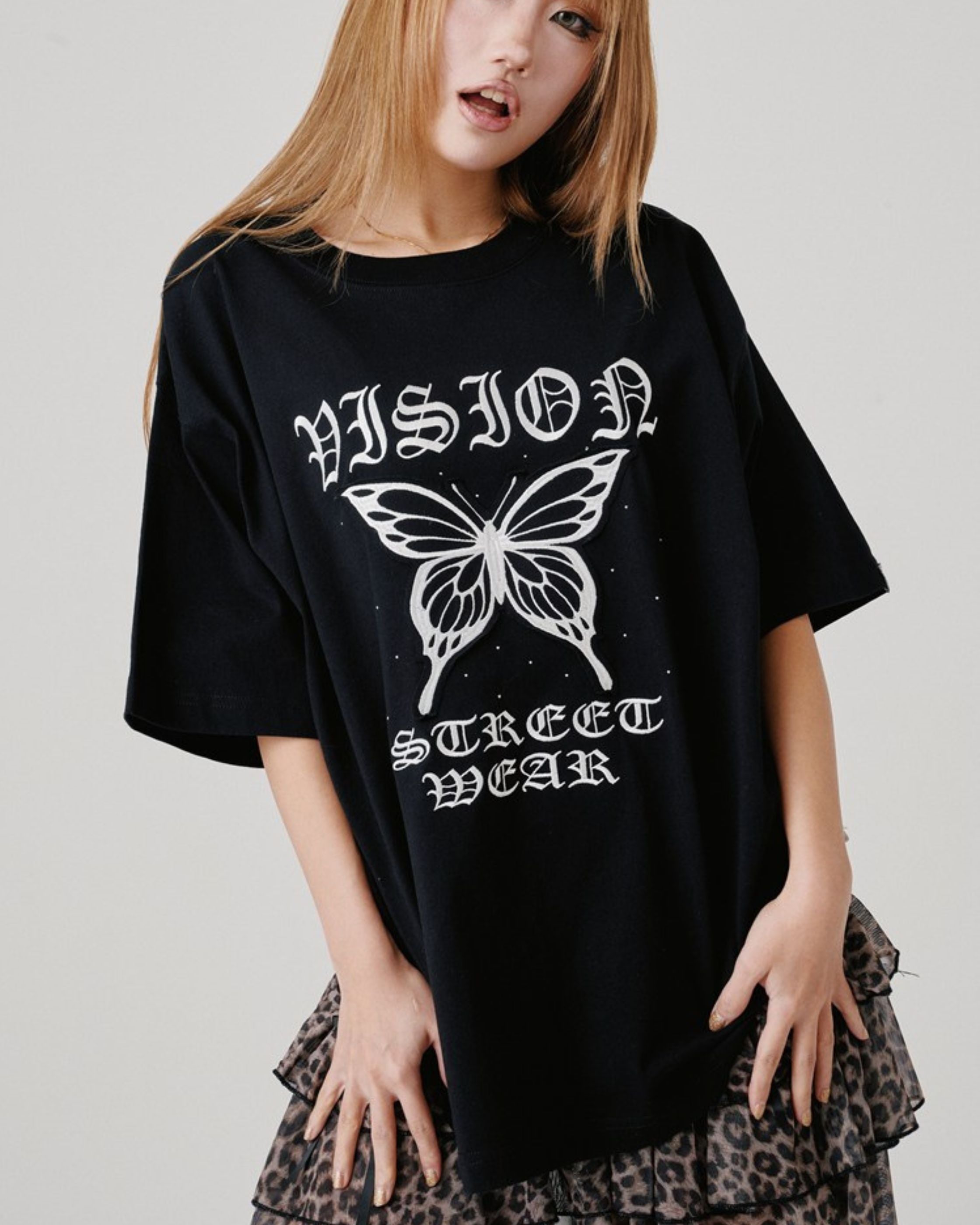 トップス Y2k 00s L.G.B. Butterfly Black LS tee トップス Y2k 00s L.G.B. Butterfly Black LS tee Girls Long Sleeve