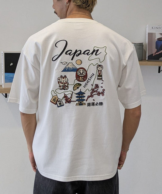 【Japan Series】JAPAN-MAP Tee / 名所マップ刺繍Tシャツ
