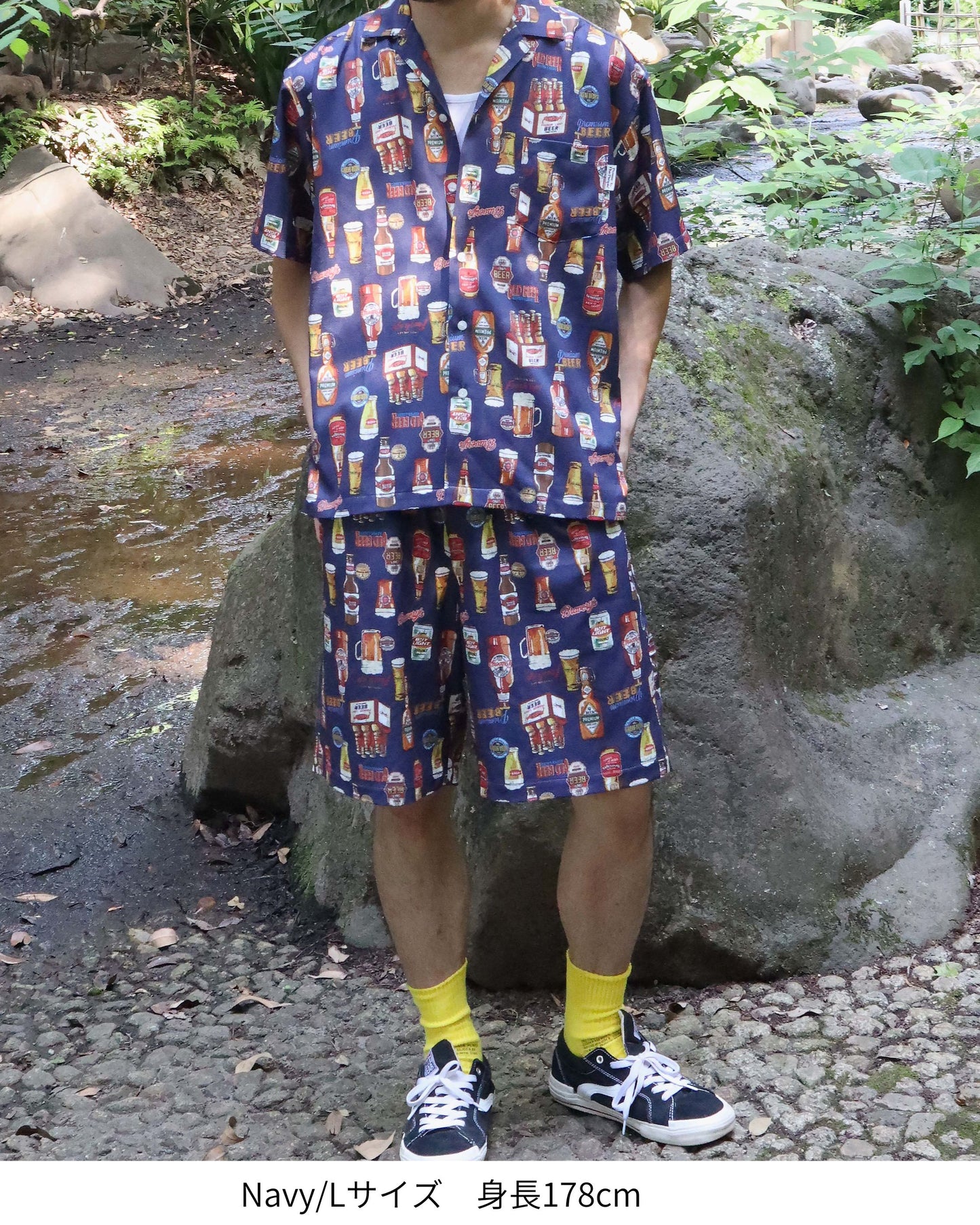 【梨地】総柄シャツ