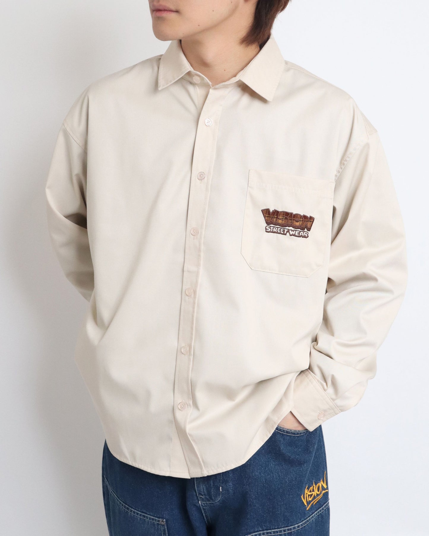 Ghost shirt / 異素材ロゴゴーストシャツ