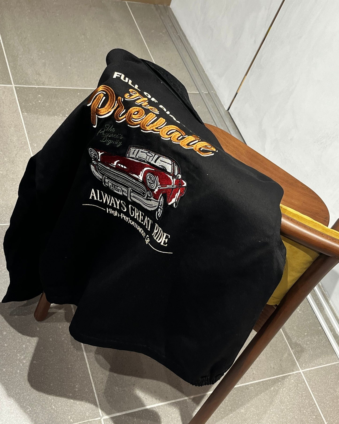 襟コーデュロイ　クラシックカー刺繍ジャケット