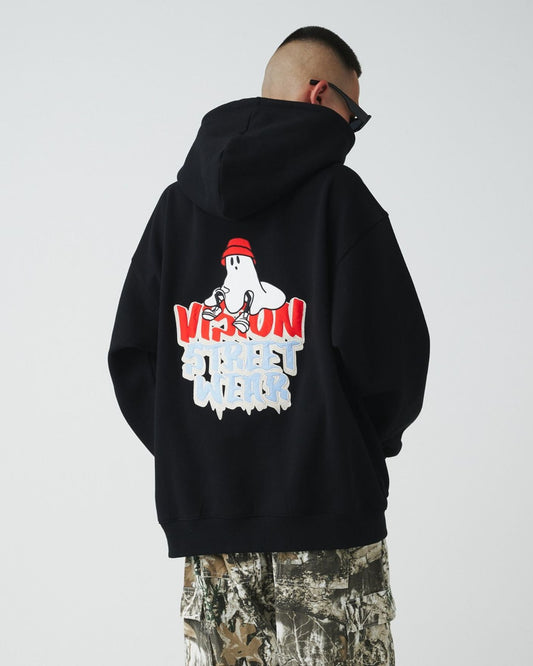 Ghost Satin Hoodie / サテン貼付ゴーストフーディー