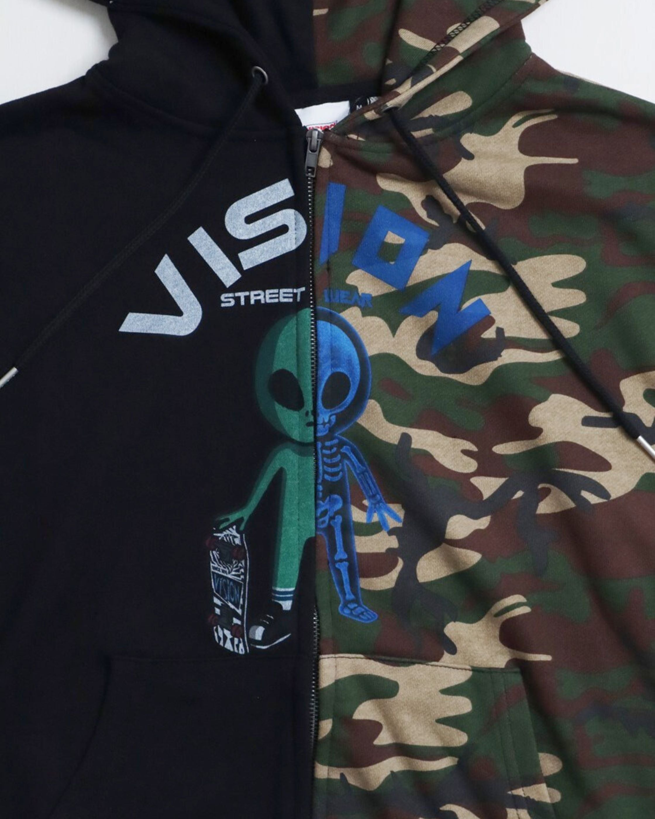 VISION STREET WEAR】Half Alien ZIP Hoodie / エイリアン切替Wジップ