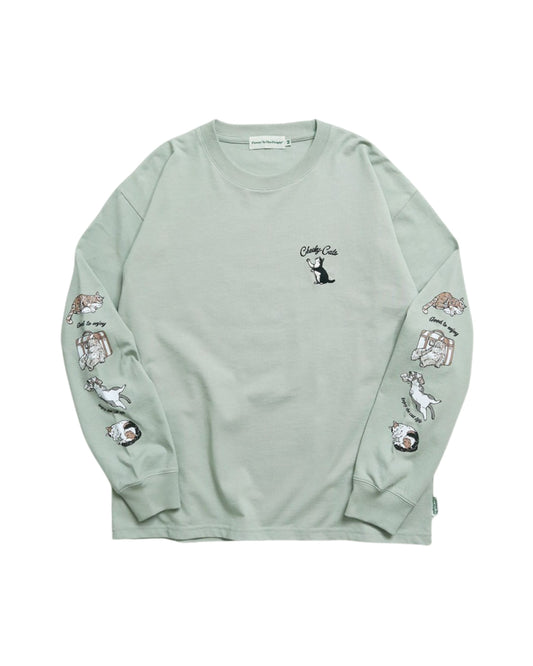 ネコ袖プリントロンT