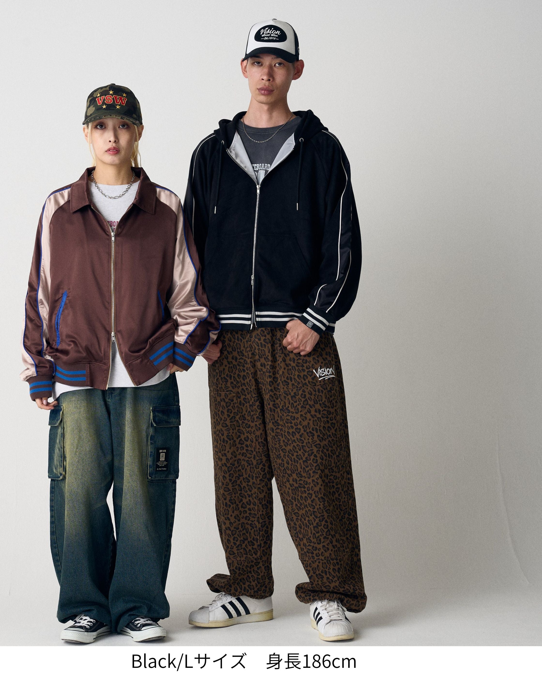 VISION STREET WEAR】Satin Line Jacket / フェイクスウェードZIP