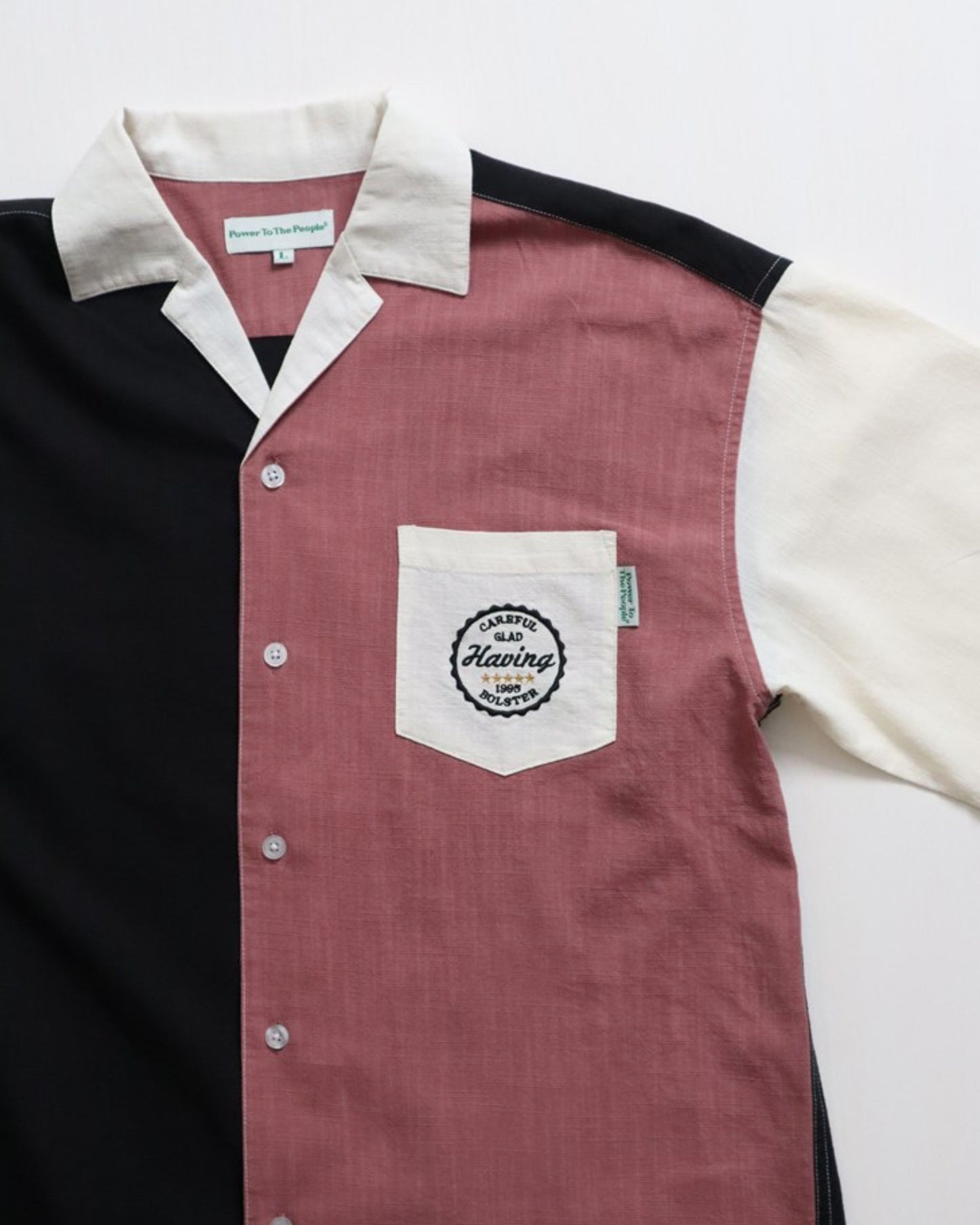 リネンライクシャツ　ビール柄