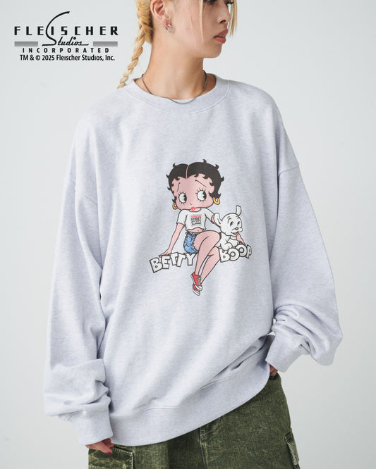 【BETTY BOOP™】 Front Back Sweatshirt / 前後プリント クルースウェット