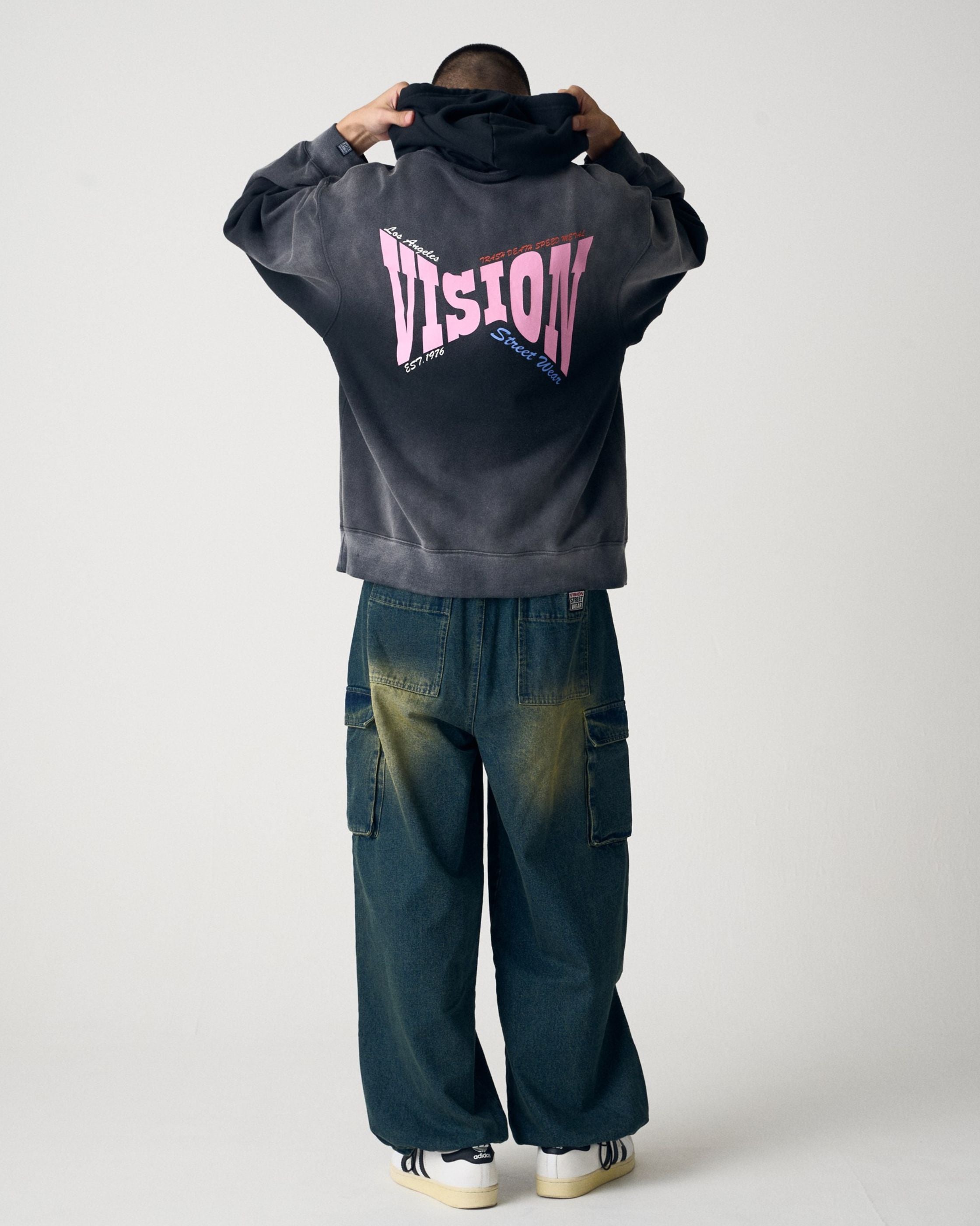 VISION STREET WEAR】Bleach X Logo Hoodie / ヴィンテージ加工BIGロゴ