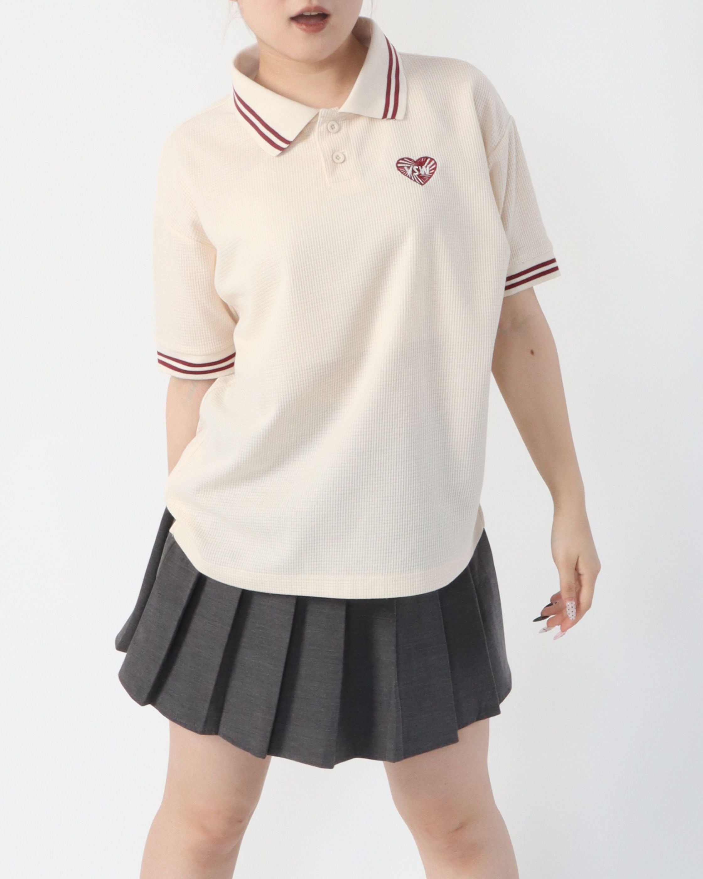 HT waffle Polo Shirt / ハートワッフルポロシャツ – Ha-Li-C STORE