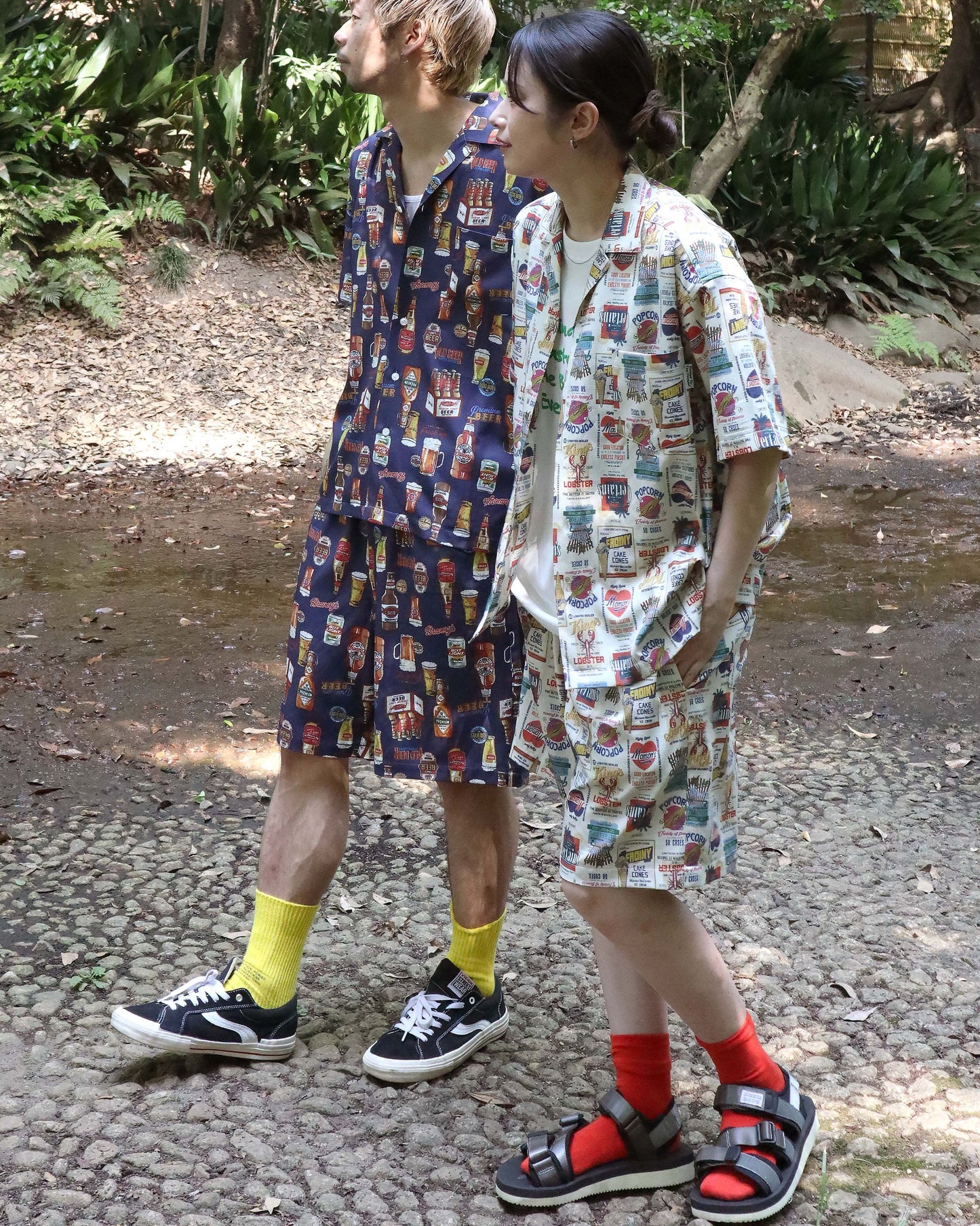 【梨地】総柄シャツ
