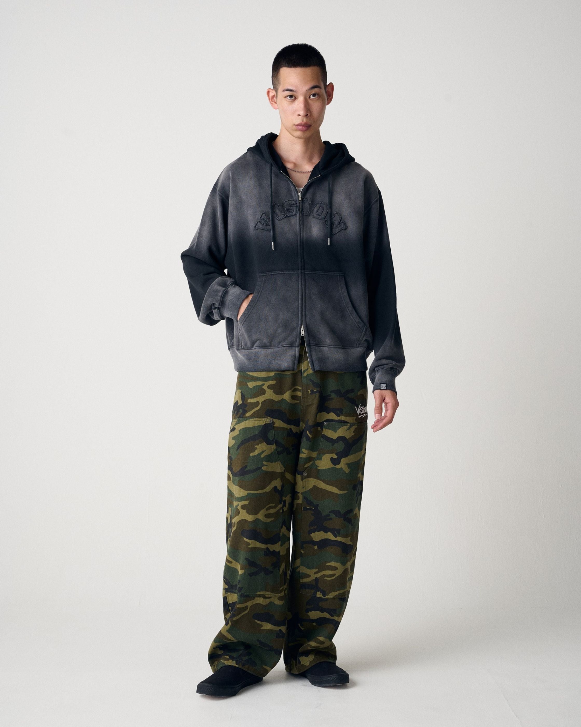 VISION STREET WEAR】Bleach College ZIP / ブリーチ加工Wジップ
