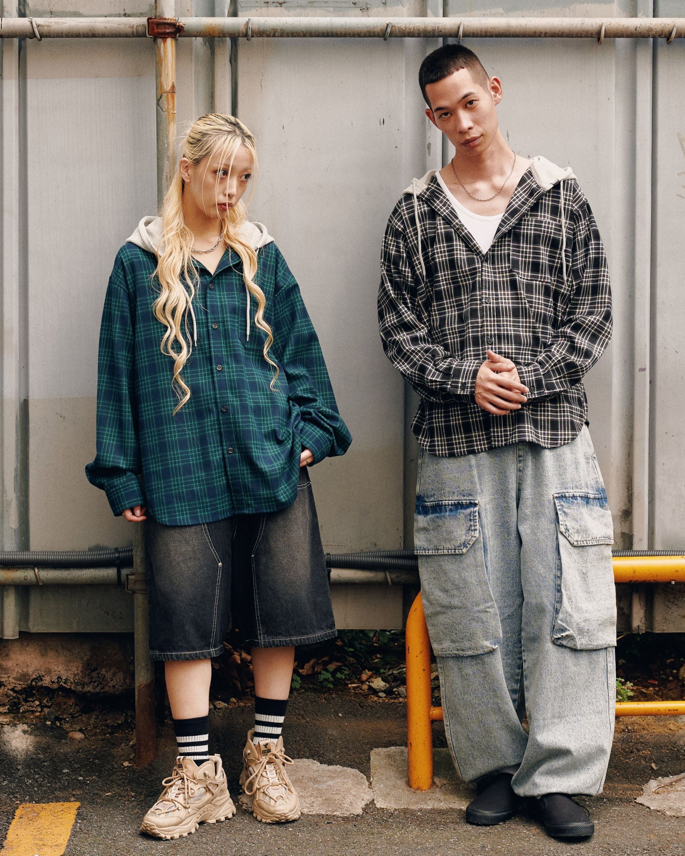 VISION STREET WEAR】Hoodie Check Shirt / 90s ストリートフード
