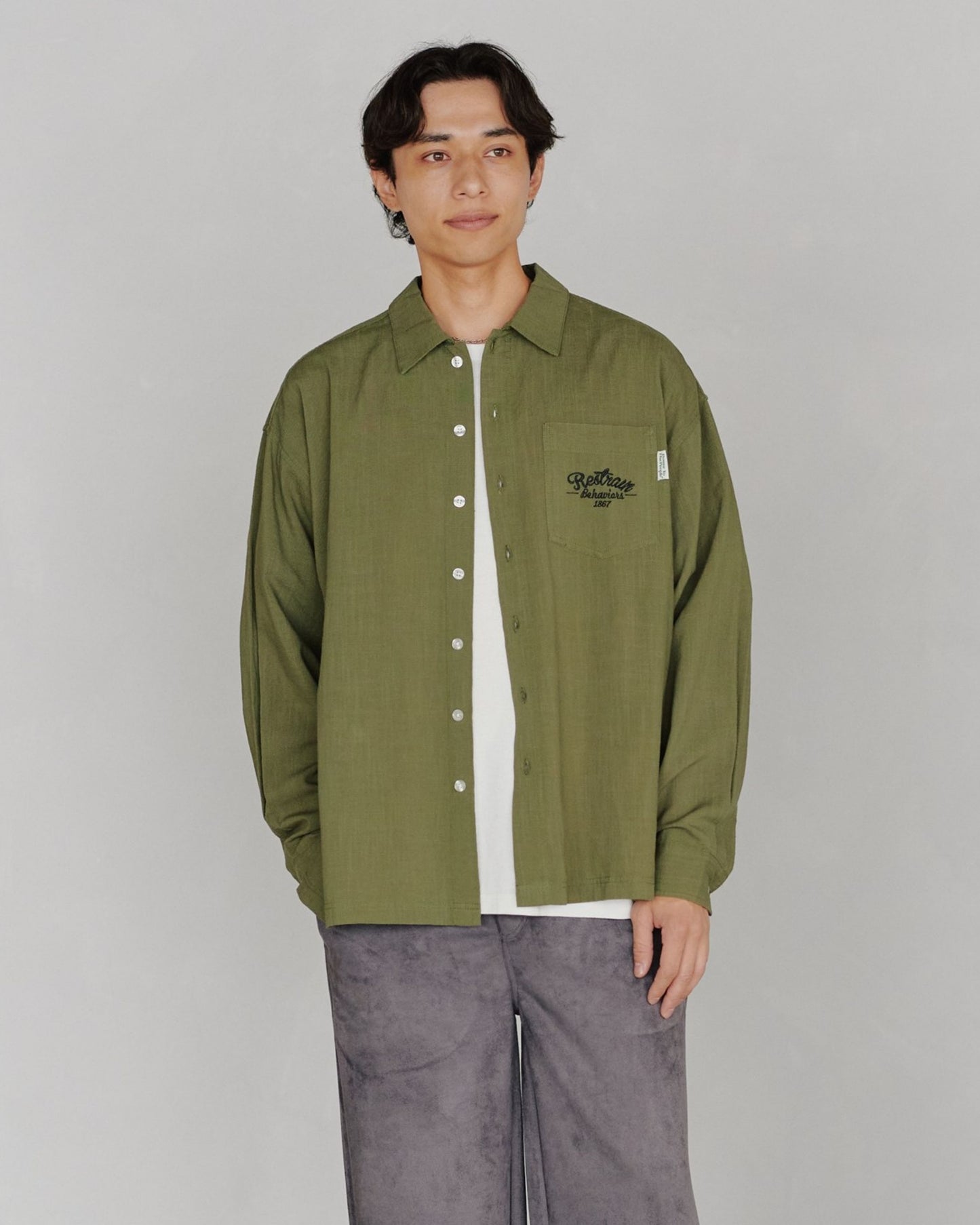 リネンライクシャツ　タイガー柄