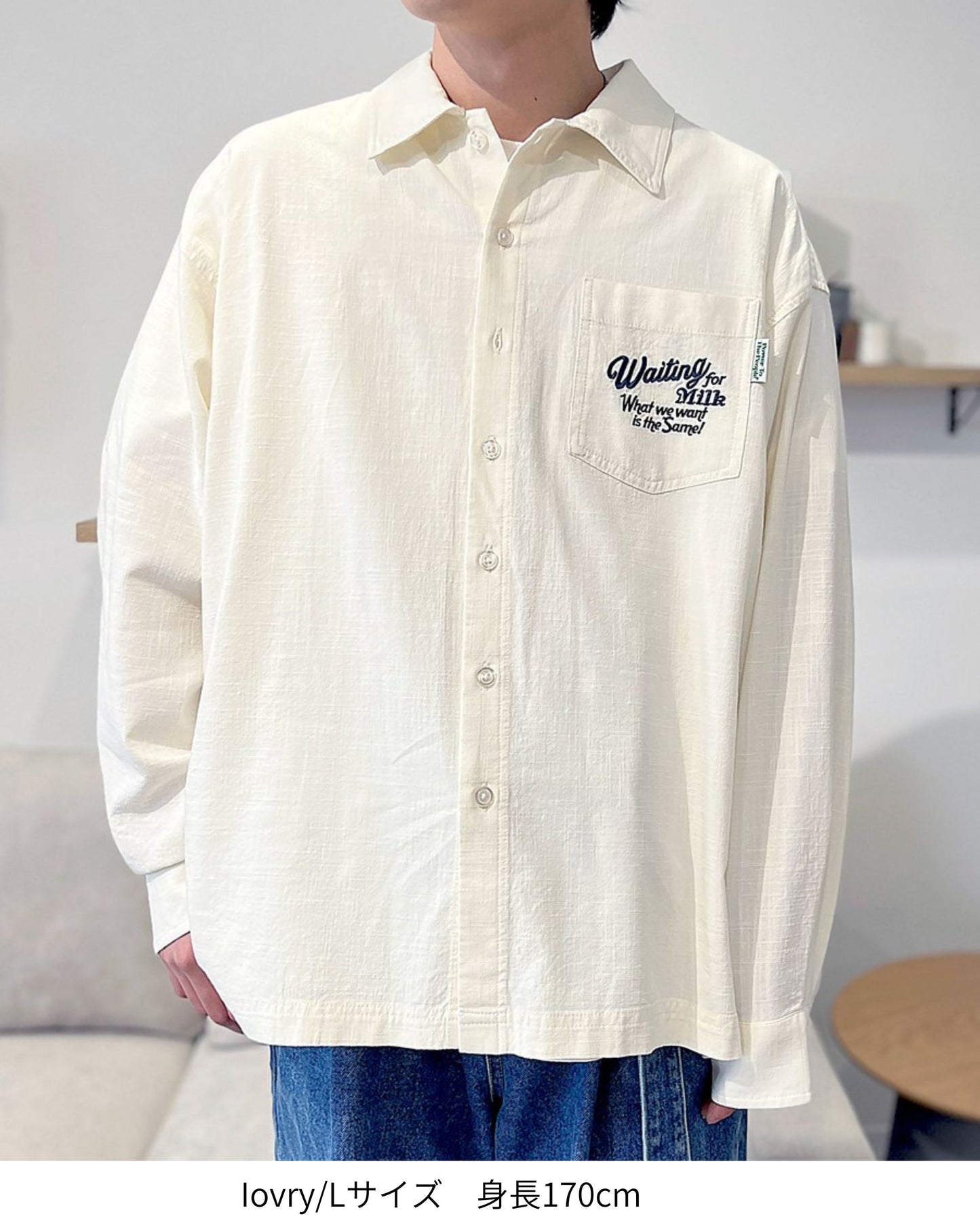 【新色追加】リネンライクシャツ　ネコ柄