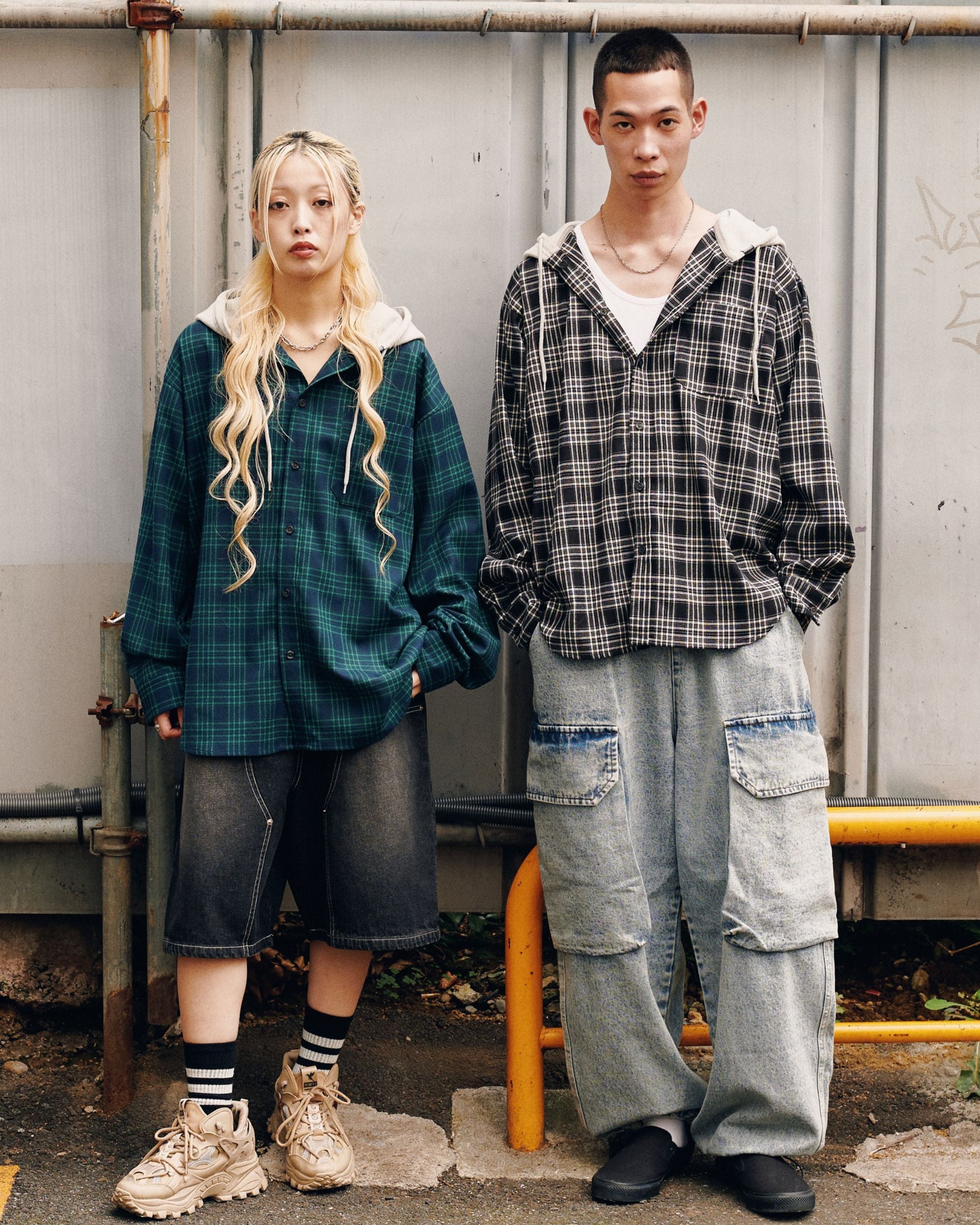 VISION STREET WEAR】Hoodie Check Shirt / 90s ストリートフード