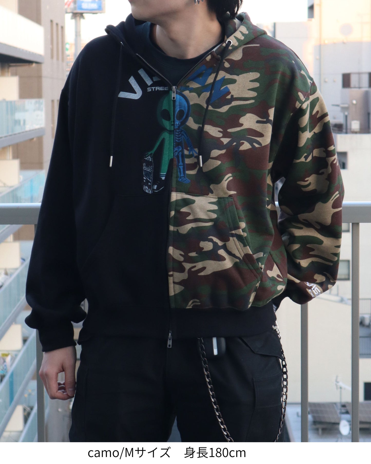 Half Alien ZIP Hoodie / エイリアン切替Wジップパーカー