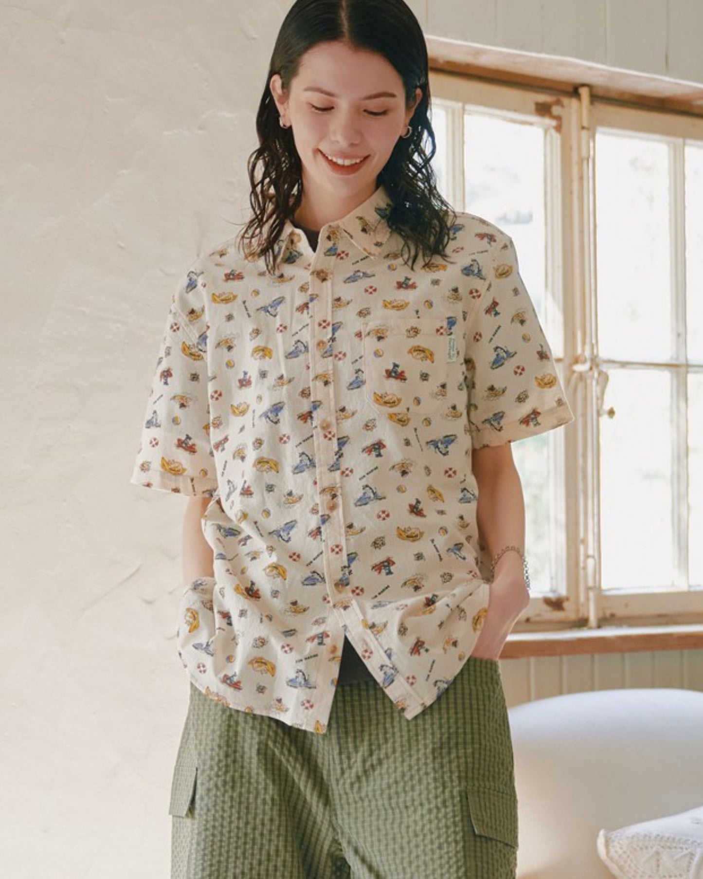 レトロ総柄シャツ