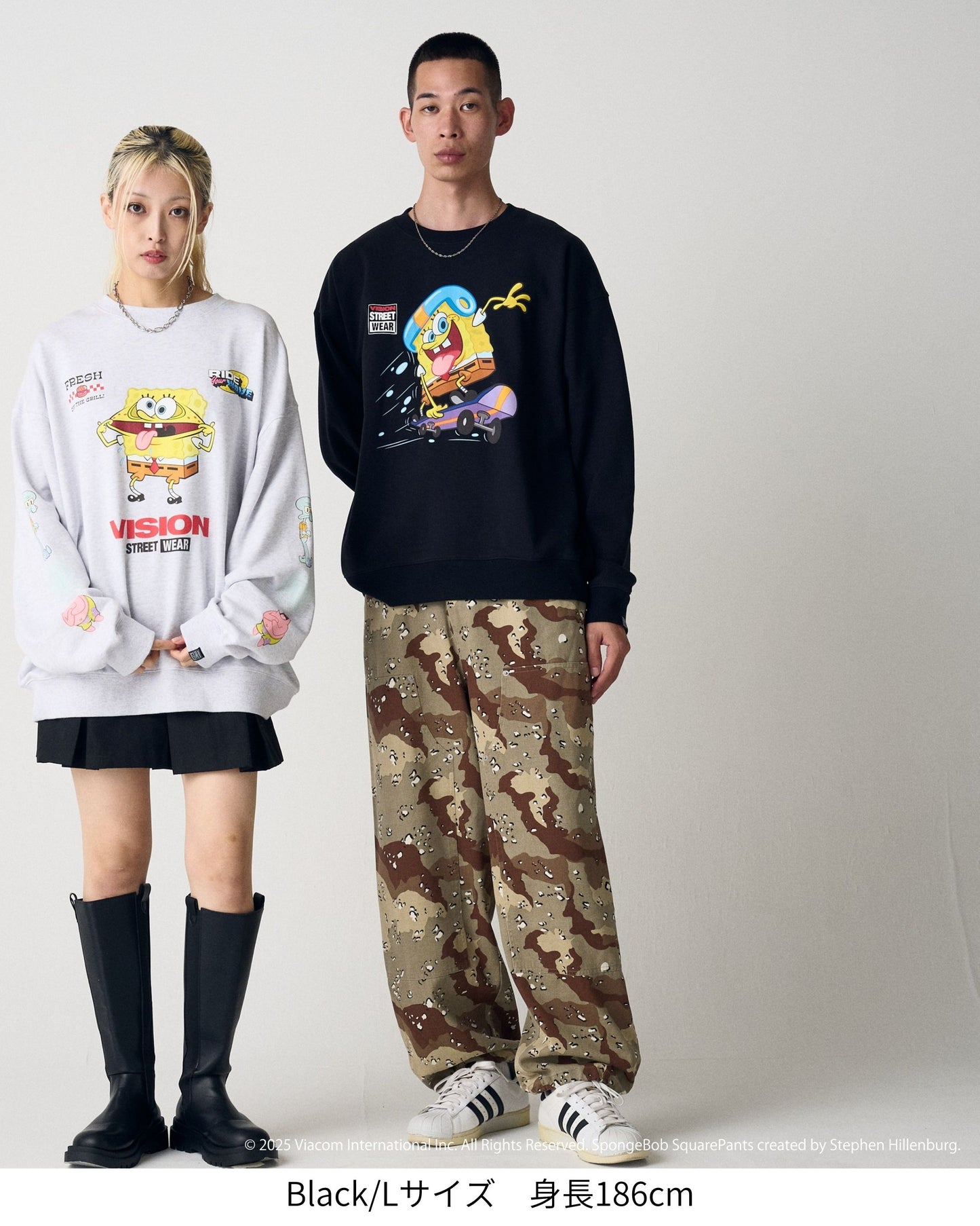 【スポンジ・ボブコラボ】Skateboard Sweatshirt / POPプリントコラボスウェット