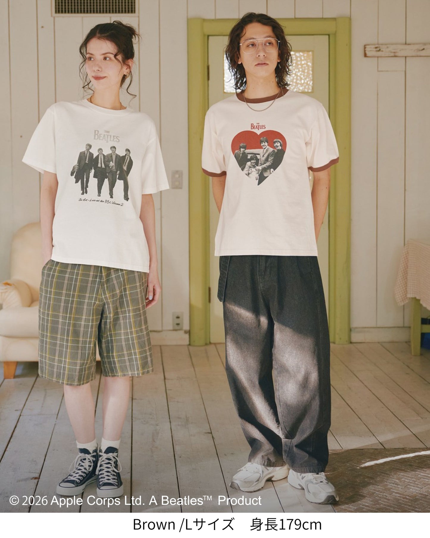 【ビートルズ】ハート柄リンガーT