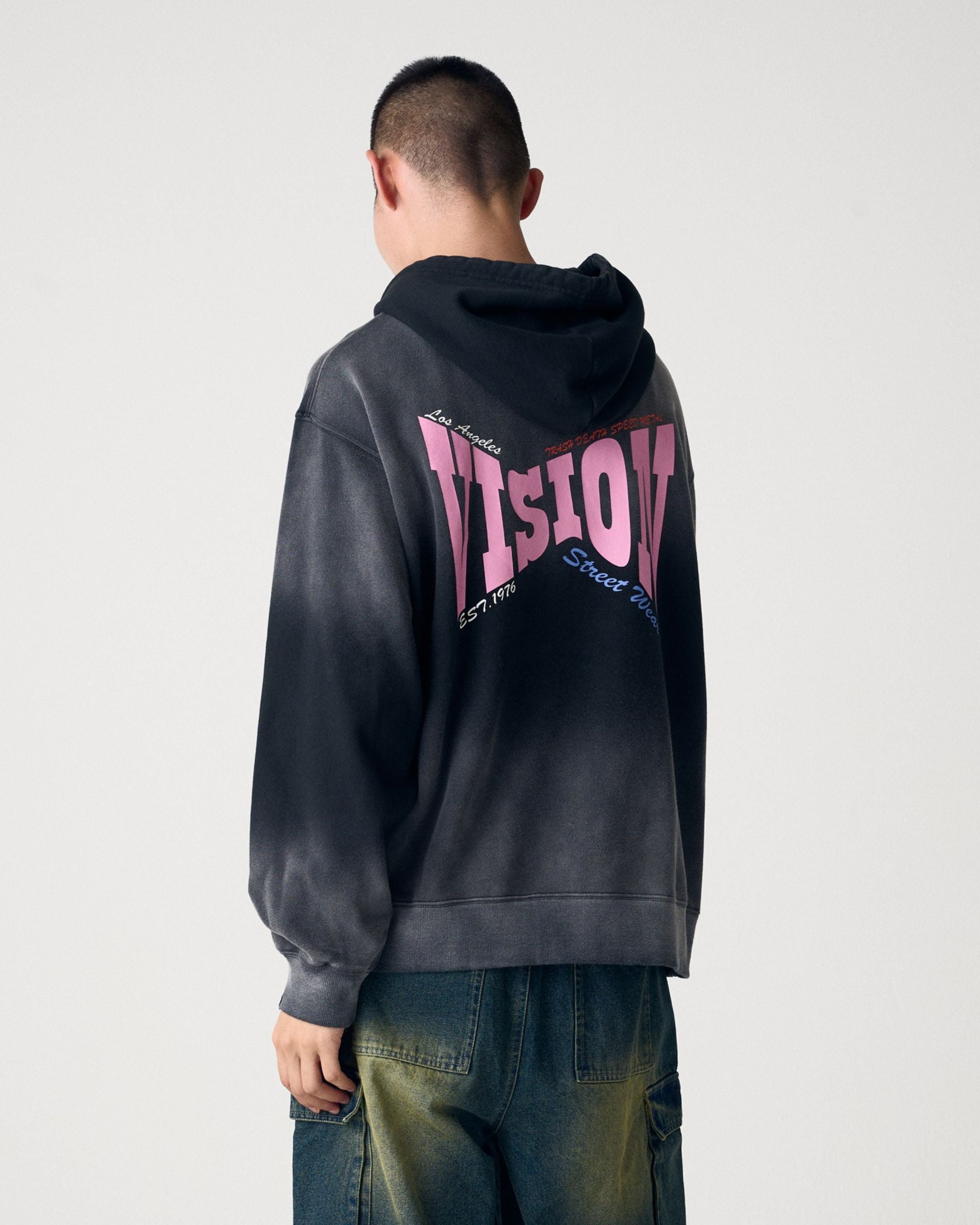 VISION STREET WEAR】Bleach X Logo Hoodie / ヴィンテージ加工BIGロゴ