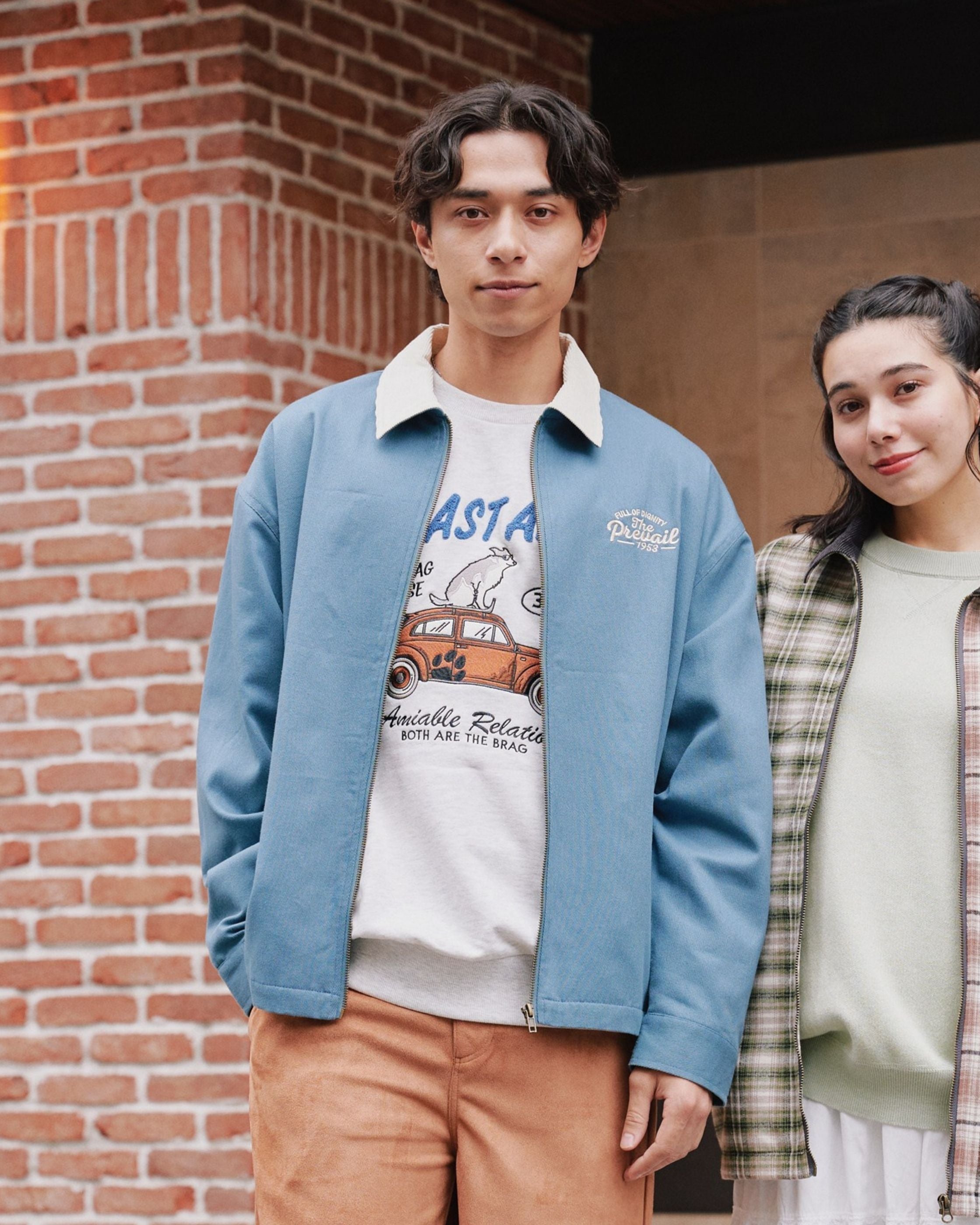 POWER TO THE PEOPLE】襟コーデュロイ クラシックカー刺繍ジャケット