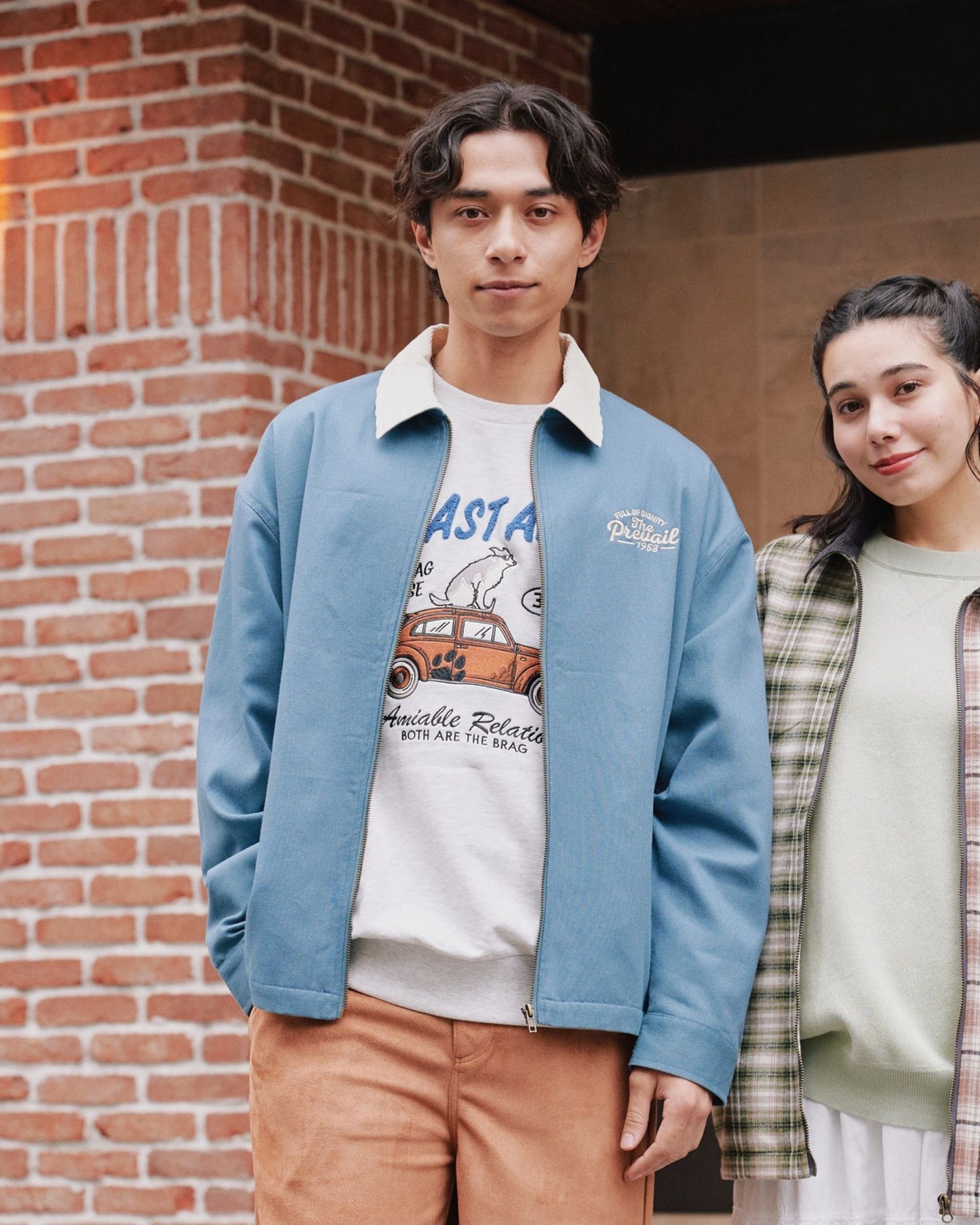 襟コーデュロイ　クラシックカー刺繍ジャケット