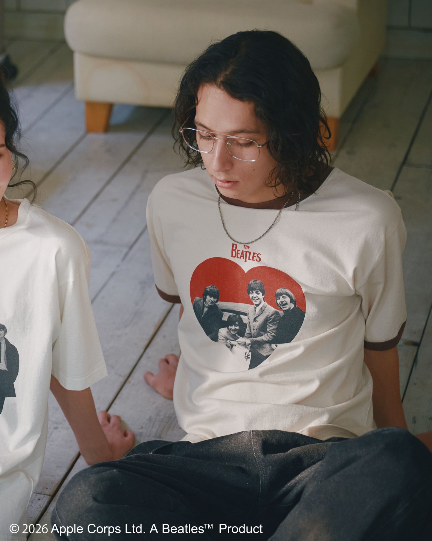 【ビートルズ】ハート柄リンガーT