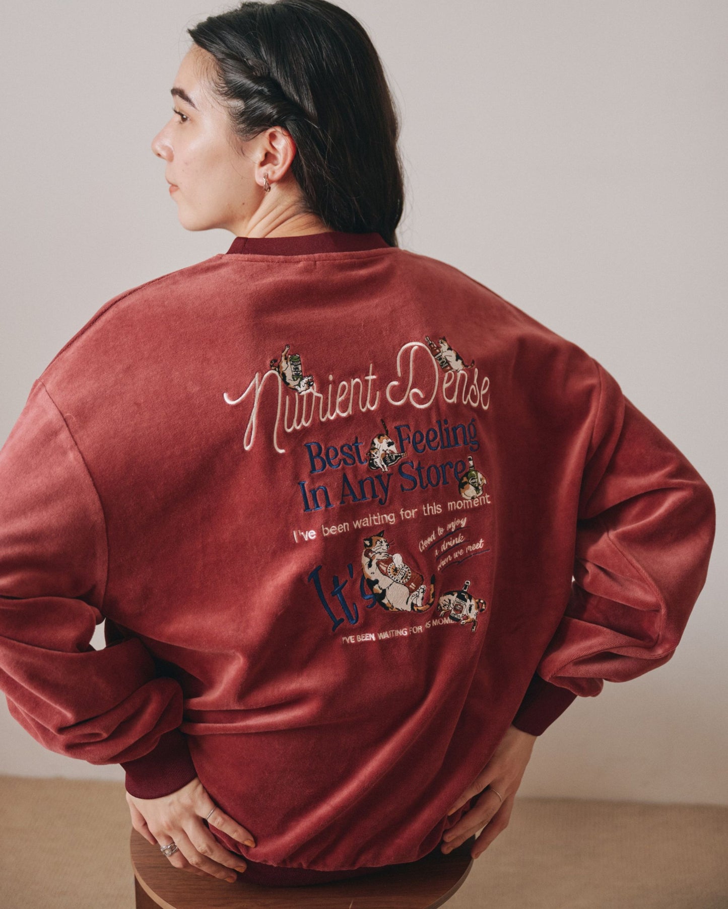 Cats & Drink Velor Sweatshirt