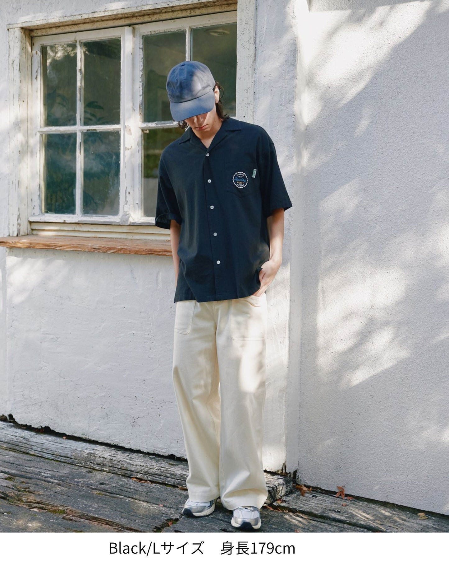 リネンライクシャツ　ビール柄