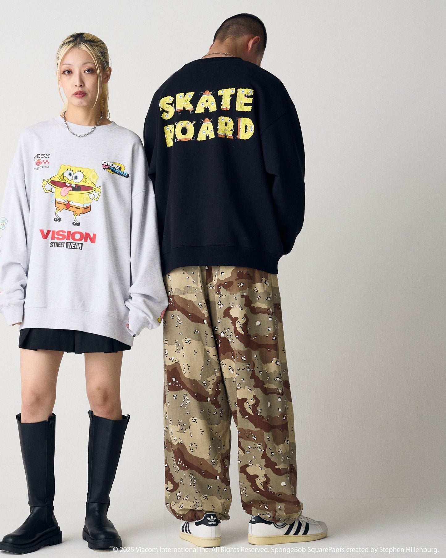 【スポンジ・ボブコラボ】Skateboard Sweatshirt / POPプリントコラボスウェット