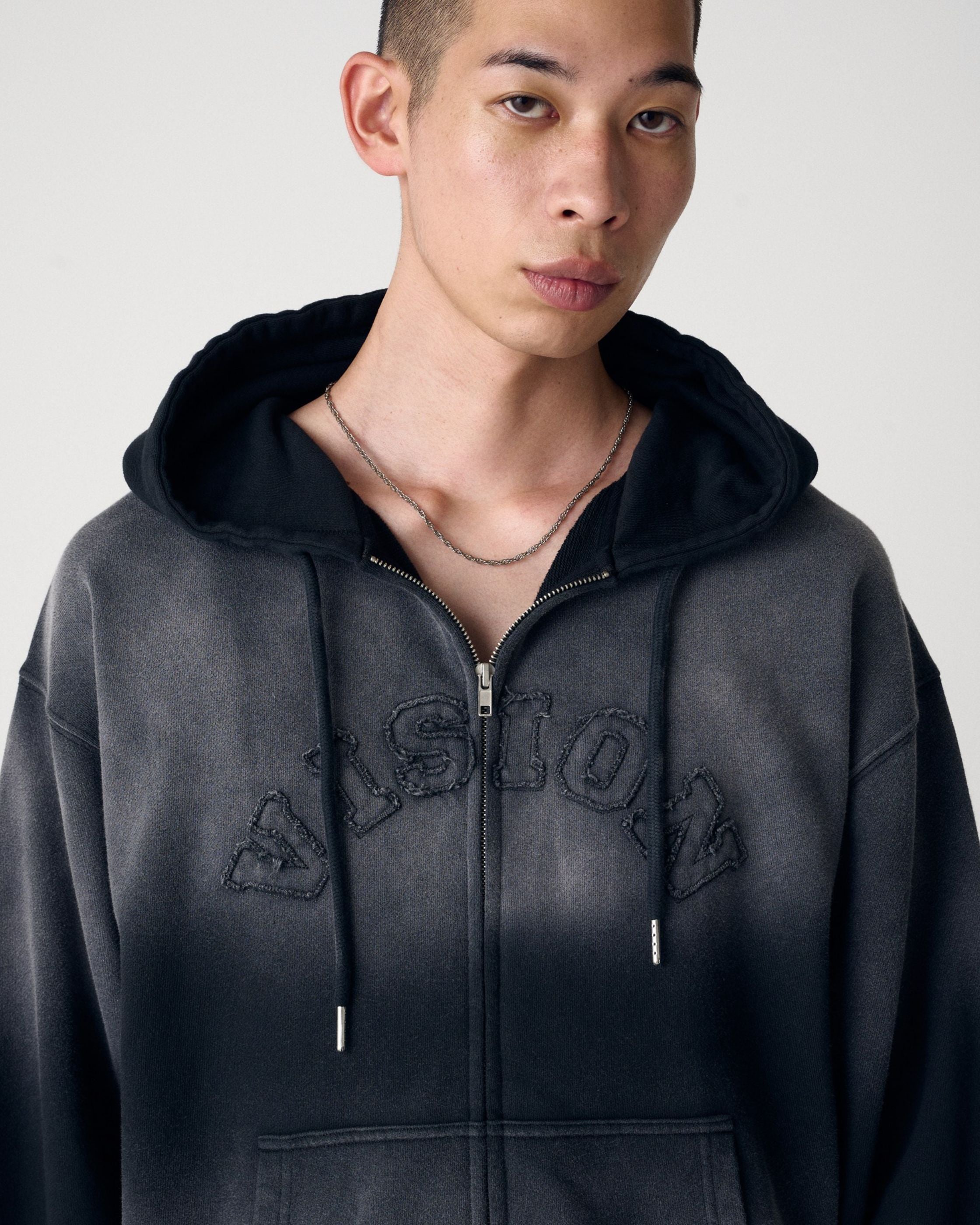 GAP パーカー xs ブリーチ加工 VISION STREET WEAR】Bleach College ZIP / ブリーチ加工Wジップ