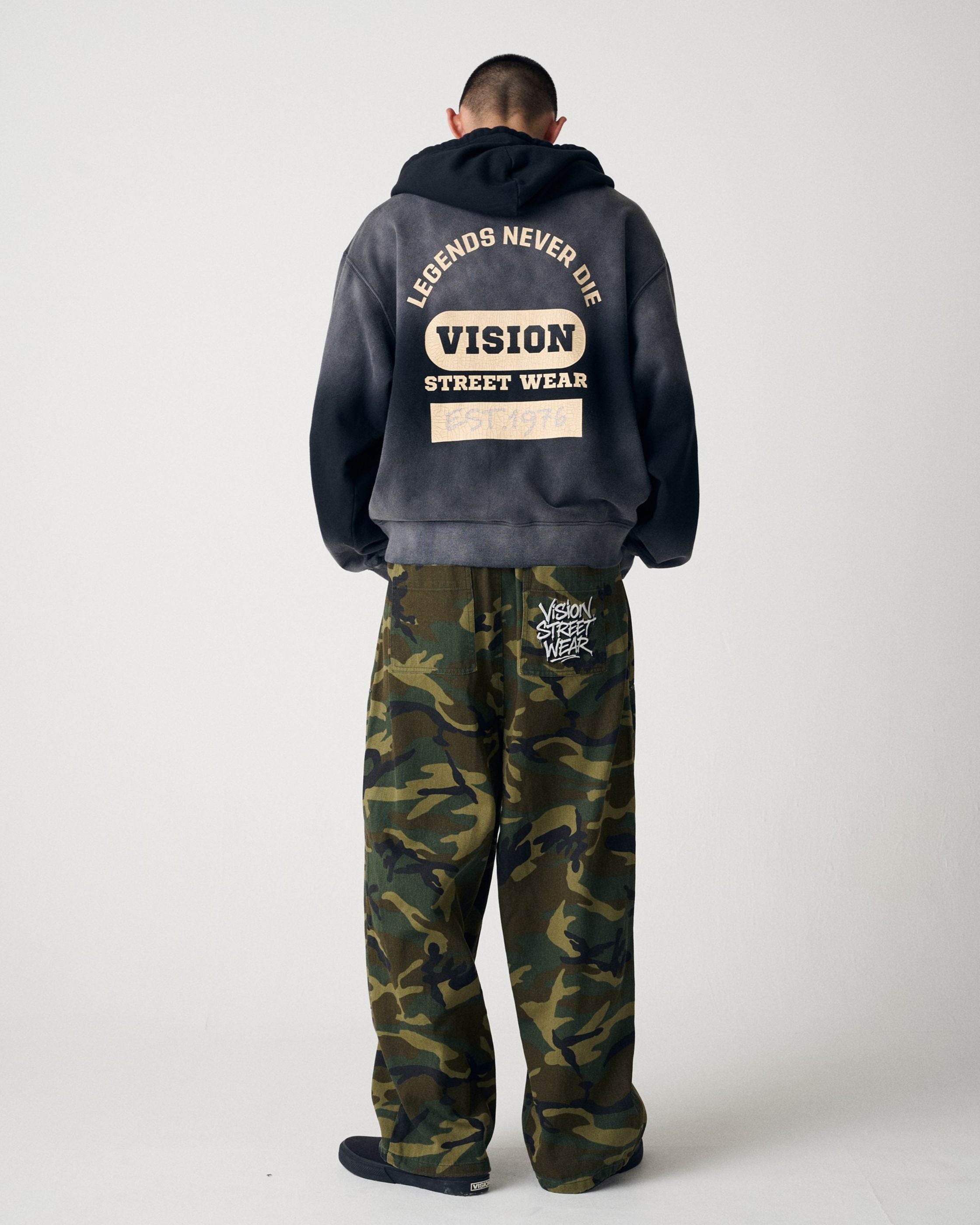 VISION STREET WEAR】Bleach College ZIP / ブリーチ加工Wジップ