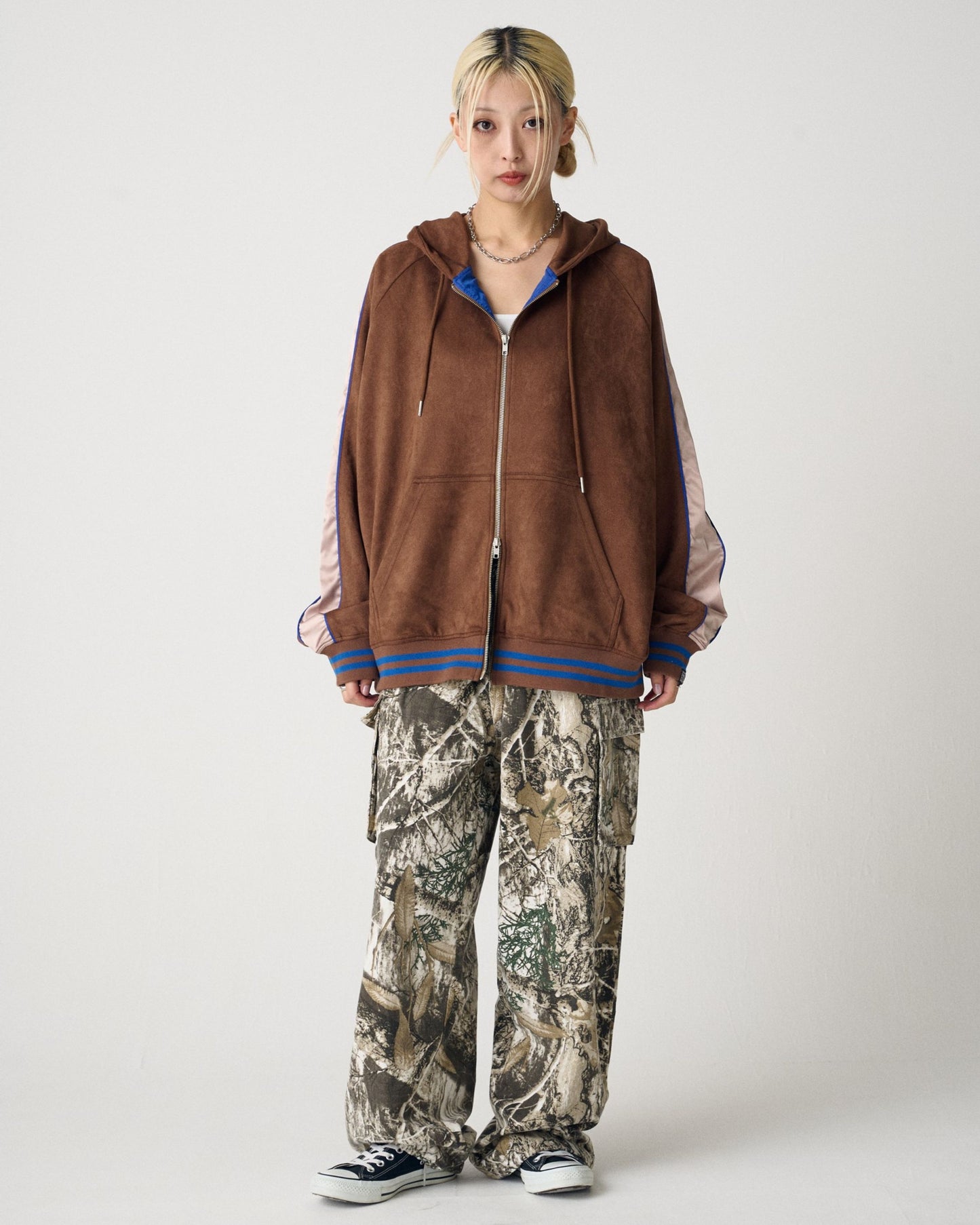 Satin Line Jacket / フェイクスウェードZIPパーカー