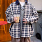 襟コーデュロイ　チェック柄ジャケット