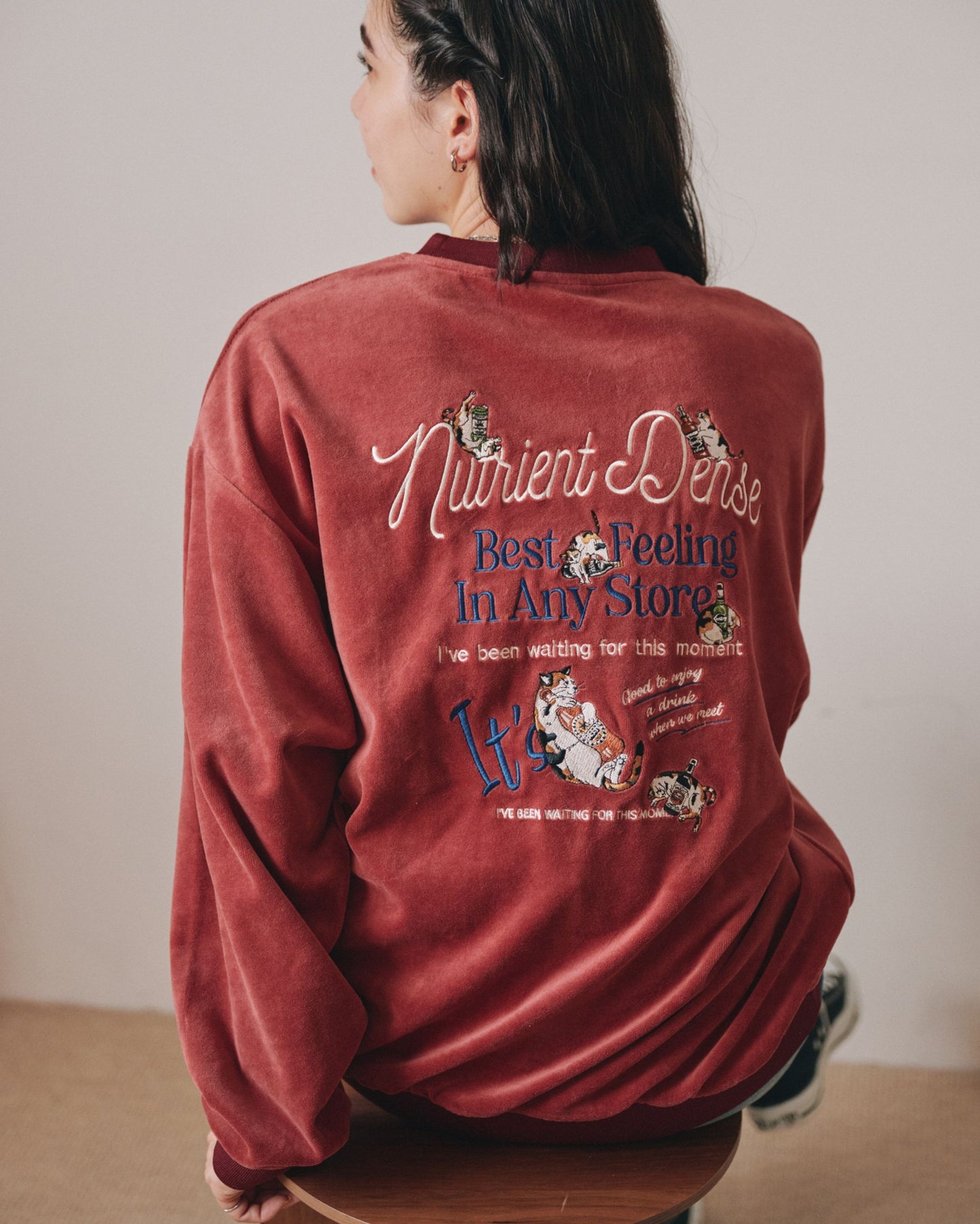 Cats & Drink Velor Sweatshirt