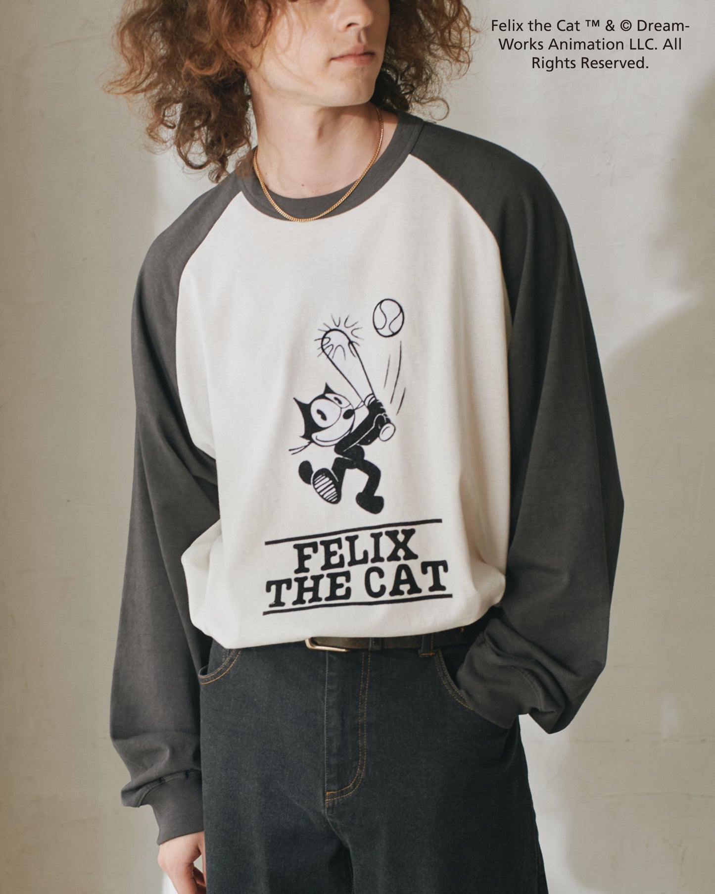 【FELIX THE CAT】ラグランフロッキーロンTee