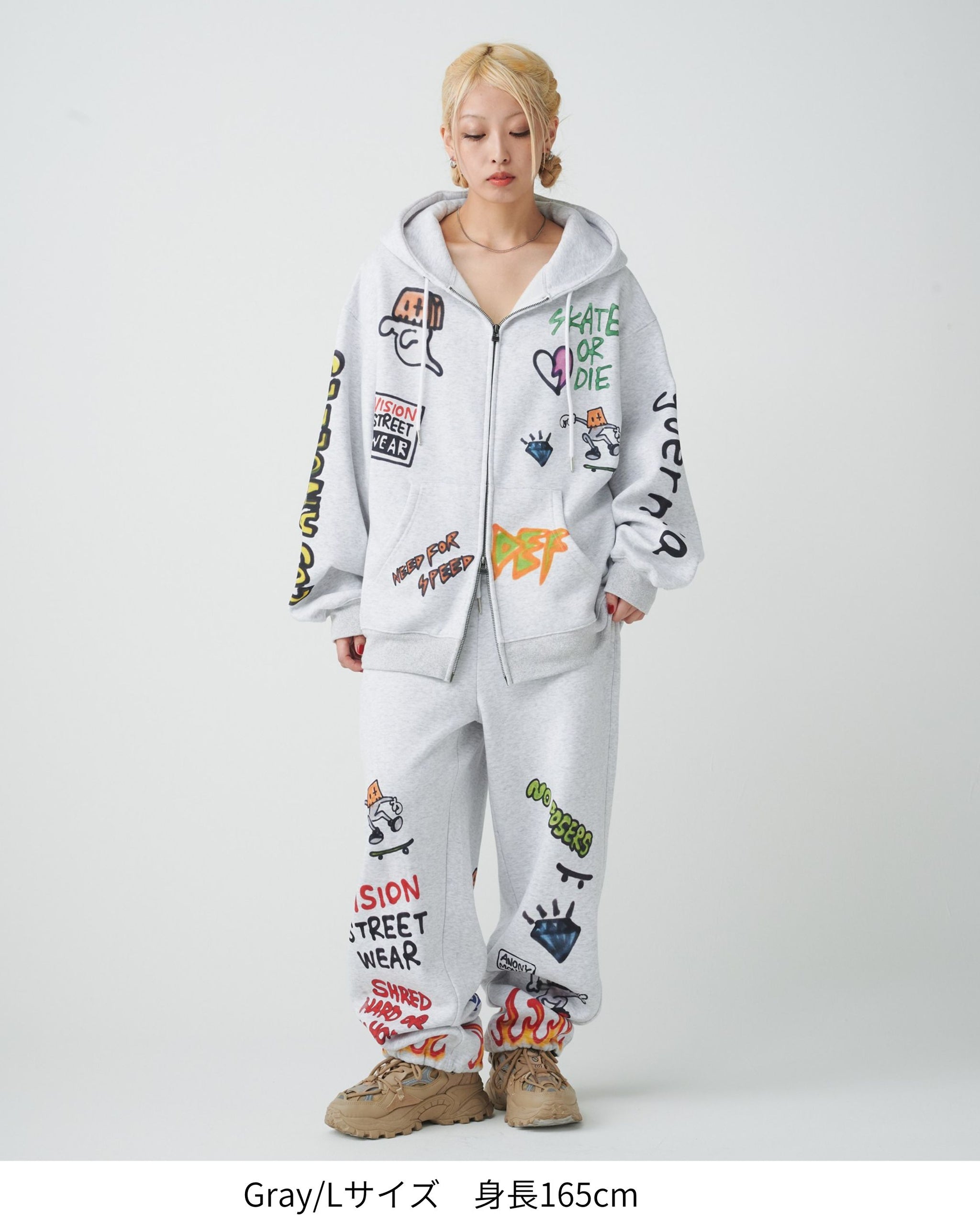 【guernika】All-Print  Zip Hoodie / スプレーアート総柄 Wジップパーカー