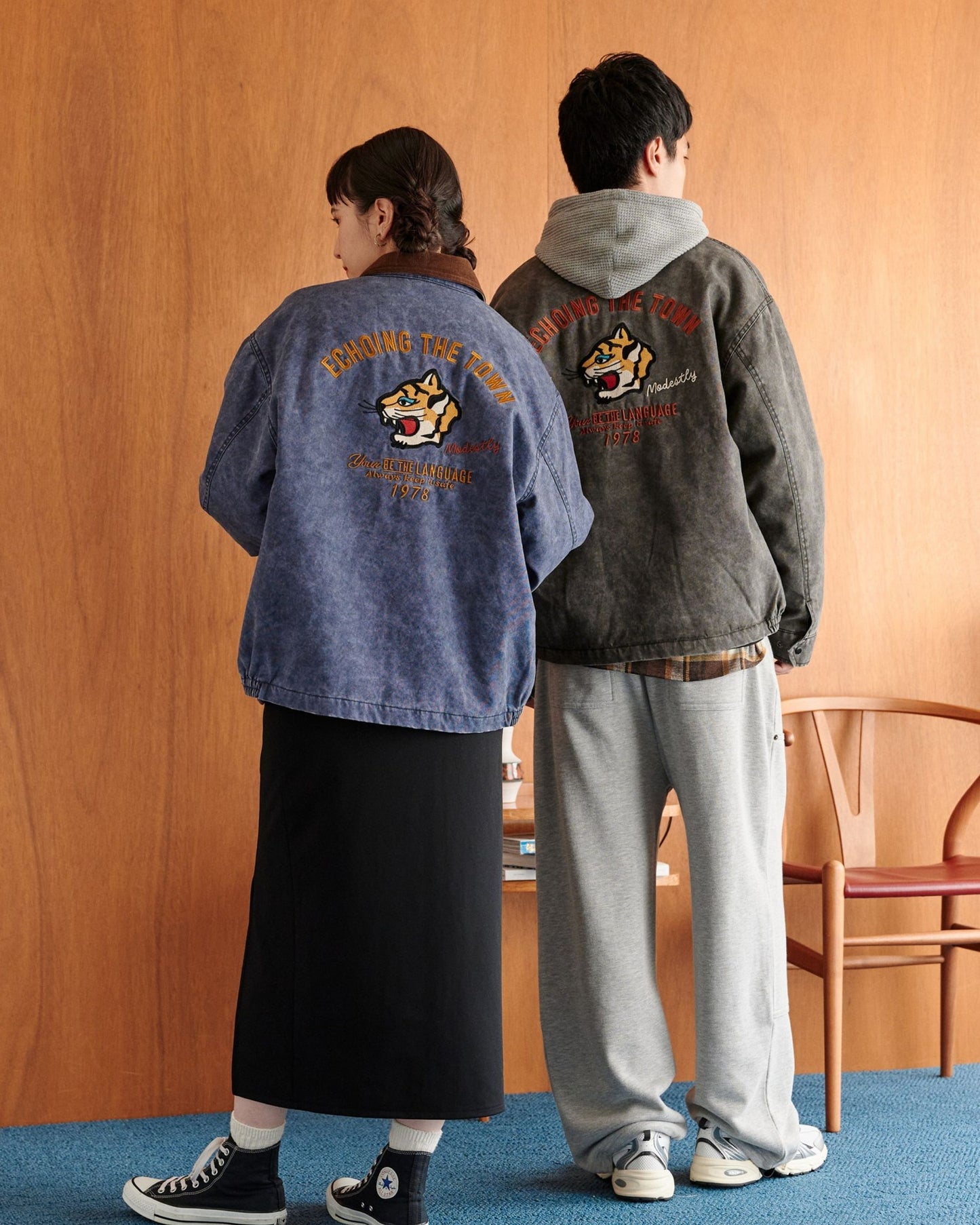 タイガー刺繍ムラツイル中綿ジャケット