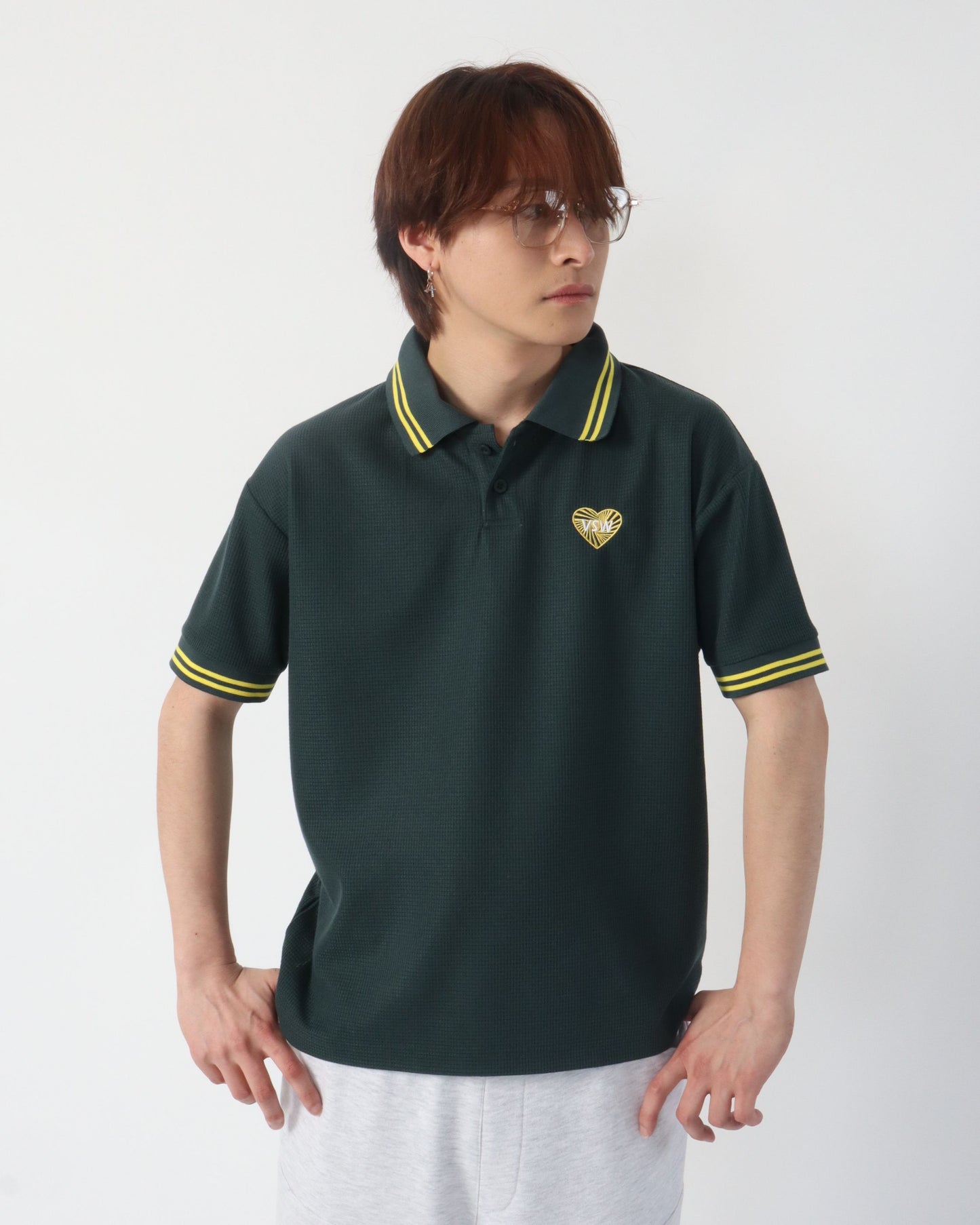 HT waffle Polo Shirt / ハートワッフルポロシャツ