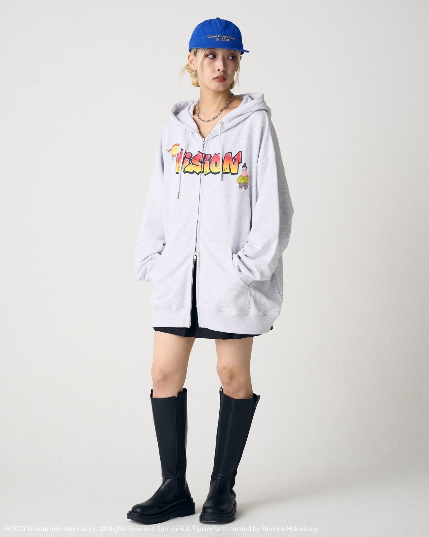 【スポンジ・ボブコラボ】 Logo ZIP PK / ストリートグラフィックZIPパーカー