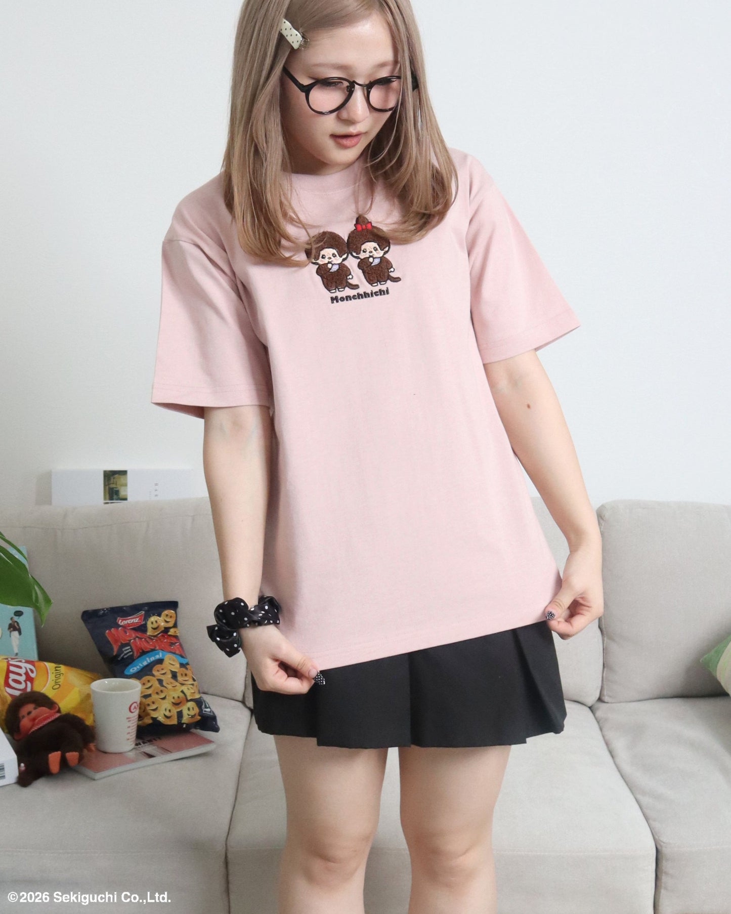 【モンチッチ】刺繍Tシャツ