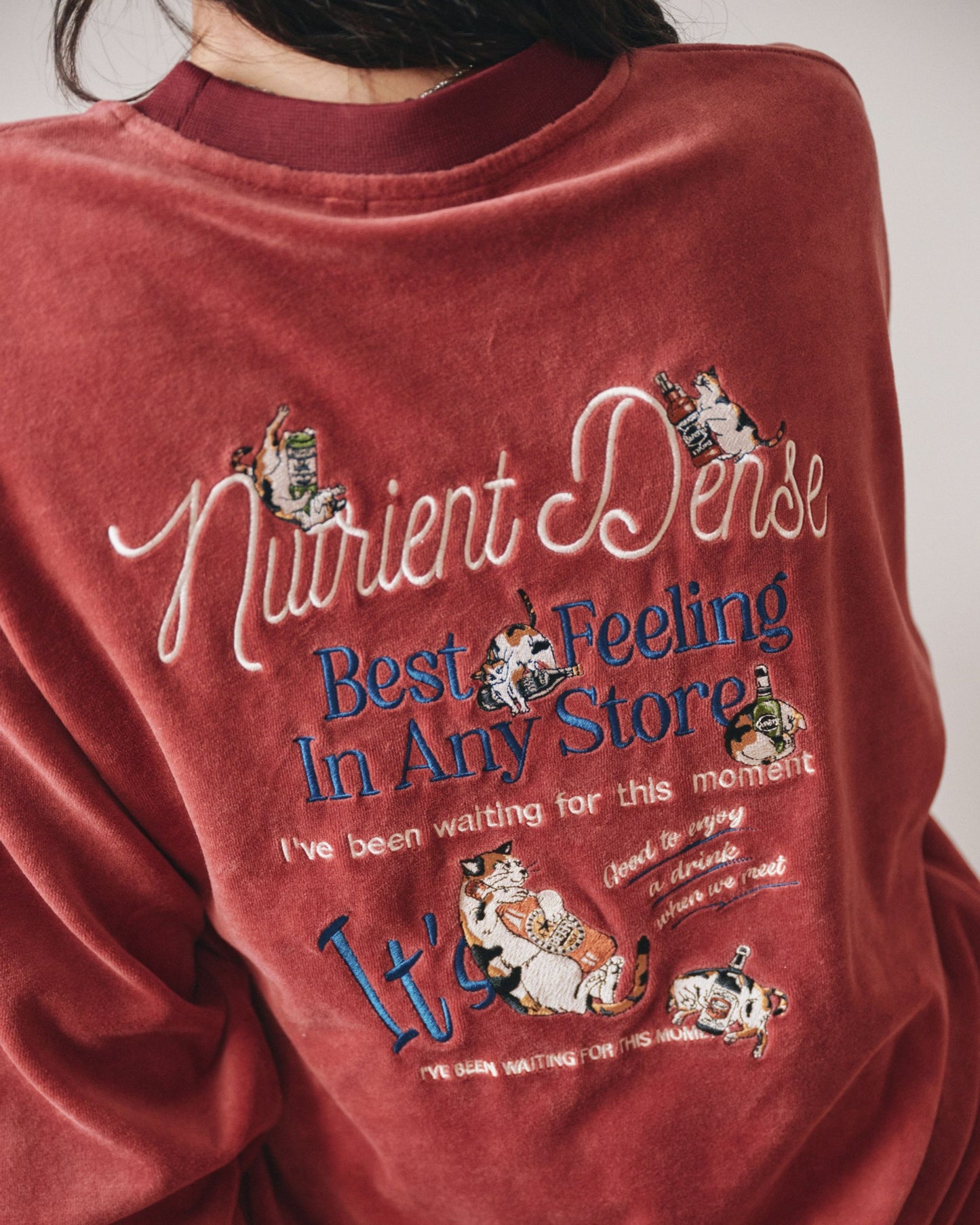Cats & Drink Velor Sweatshirt