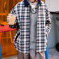 襟コーデュロイ　チェック柄ジャケット