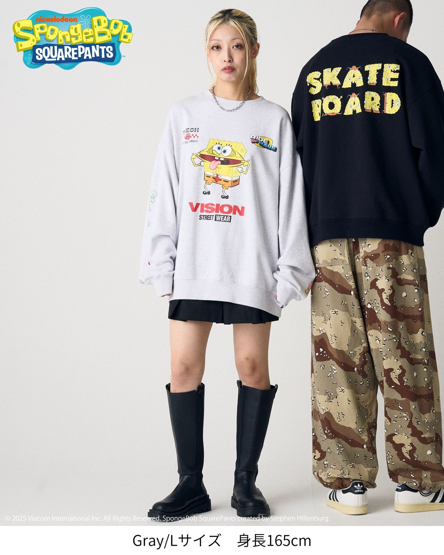 【スポンジ・ボブコラボ】Racing Sweatshirt / 袖プリントコラボスウェット